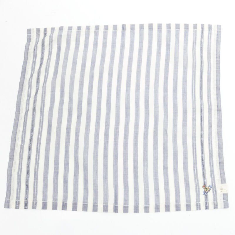 Vivienne Westwood VIVIENNE WESTWOOD blue white nautical stripe orb logo handkerchief neckscarf Size ONE SIZE - 7 Thumbnail