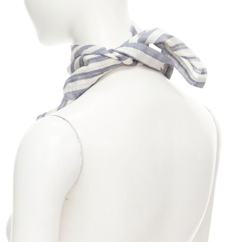 Vivienne Westwood VIVIENNE WESTWOOD blue white nautical stripe orb logo handkerchief neckscarf Size ONE SIZE - 6 Thumbnail
