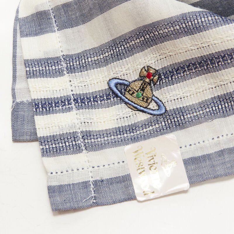 Vivienne Westwood VIVIENNE WESTWOOD blue white nautical stripe orb logo handkerchief neckscarf Size ONE SIZE - 2 Thumbnail