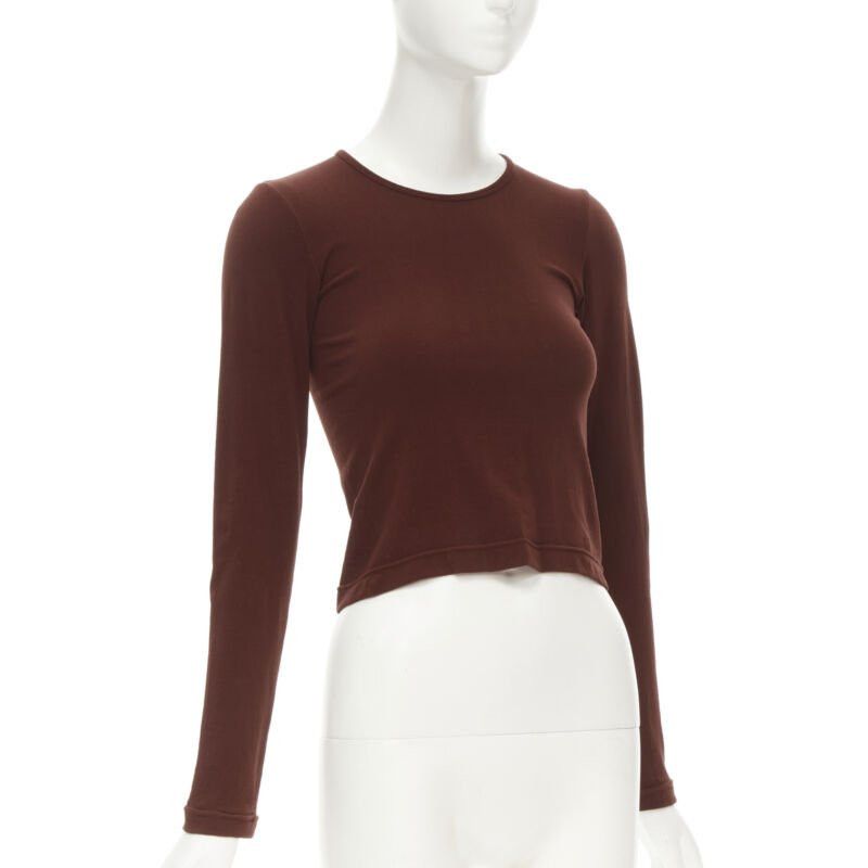 Comme des Garcons COMME DES GARCONS 1997 Lumps Bumps brown nylon blend crew neck knit cropped top Size ONE SIZE - 3 Thumbnail