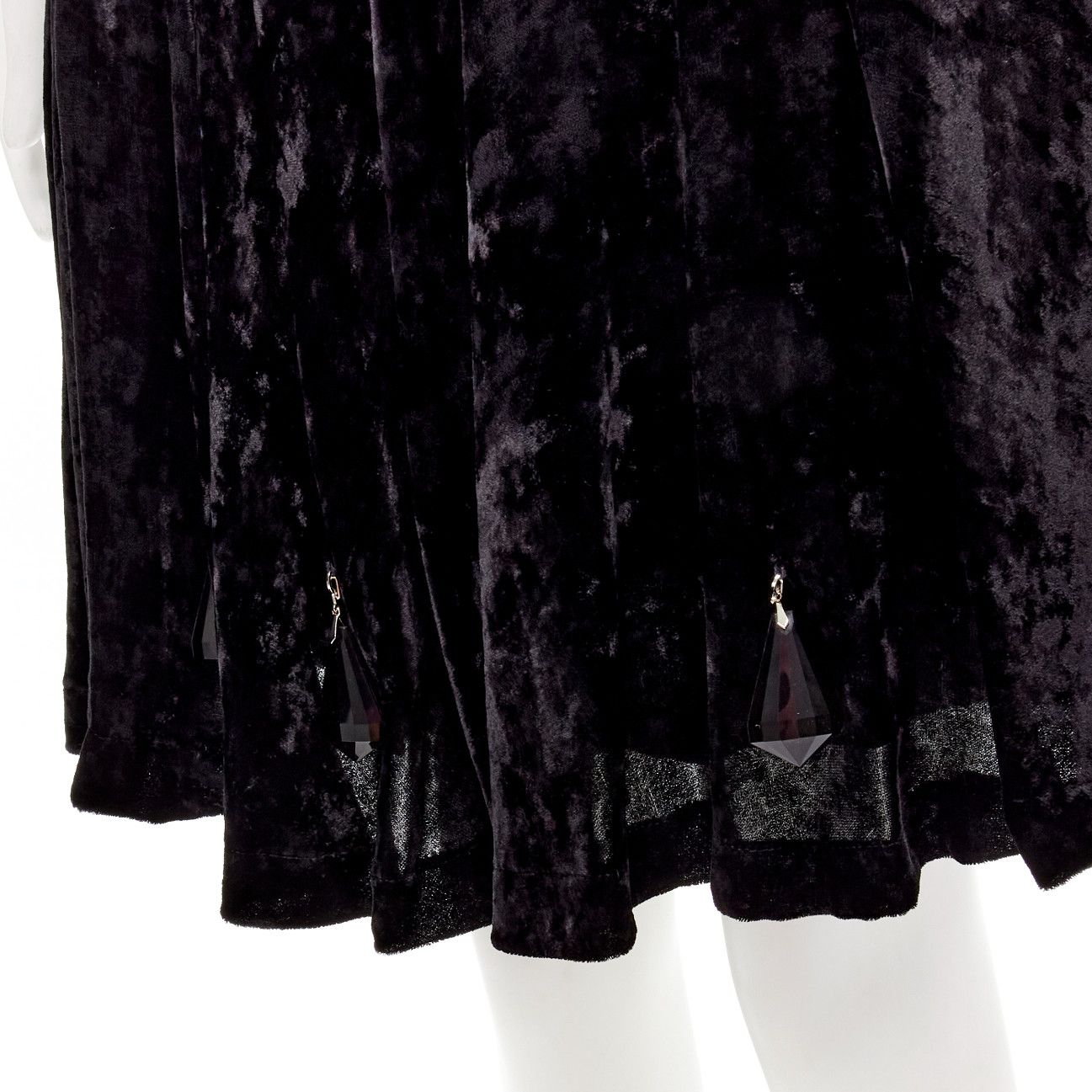 Comme des Garcons rare COMME DES GARCONS Vintage black crushed velvet teardrop crystals skirt M Size 28" / US 6 / IT 42 - 2 Thumbnail