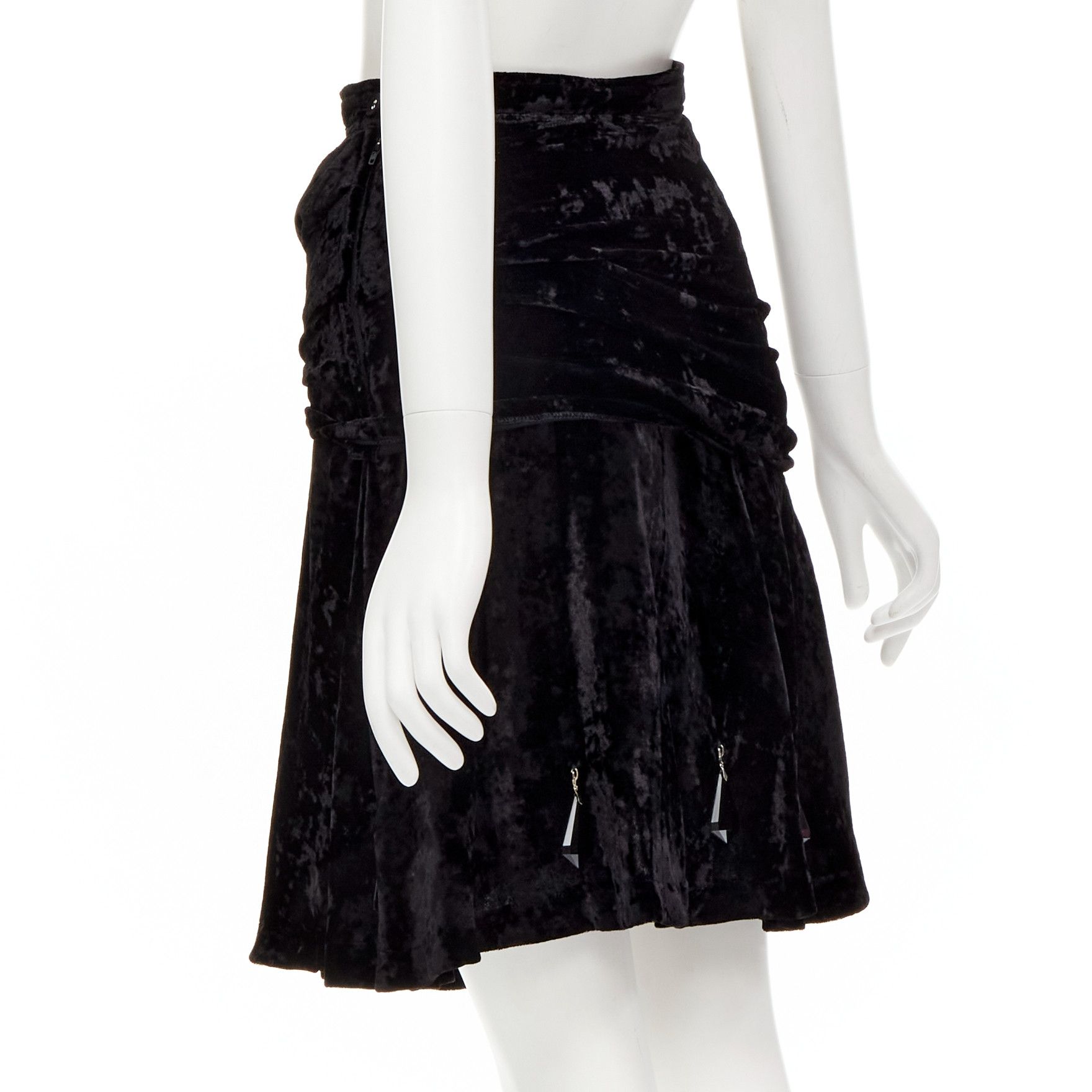 Comme des Garcons rare COMME DES GARCONS Vintage black crushed velvet teardrop crystals skirt M Size 28" / US 6 / IT 42 - 6 Thumbnail
