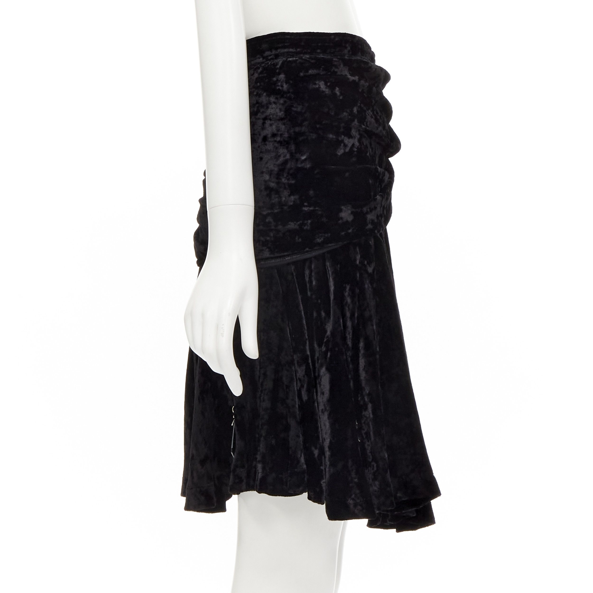 Comme des Garcons rare COMME DES GARCONS Vintage black crushed velvet teardrop crystals skirt M Size 28" / US 6 / IT 42 - 4 Thumbnail