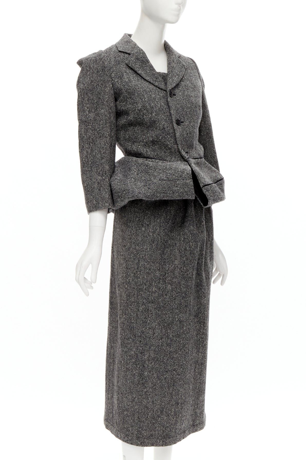 Junya Watanabe rare JUNYA WATANABE 1999 Vintage grey tweed convertible blazer dress look S Size S / US 4 / IT 40 - 3 Thumbnail