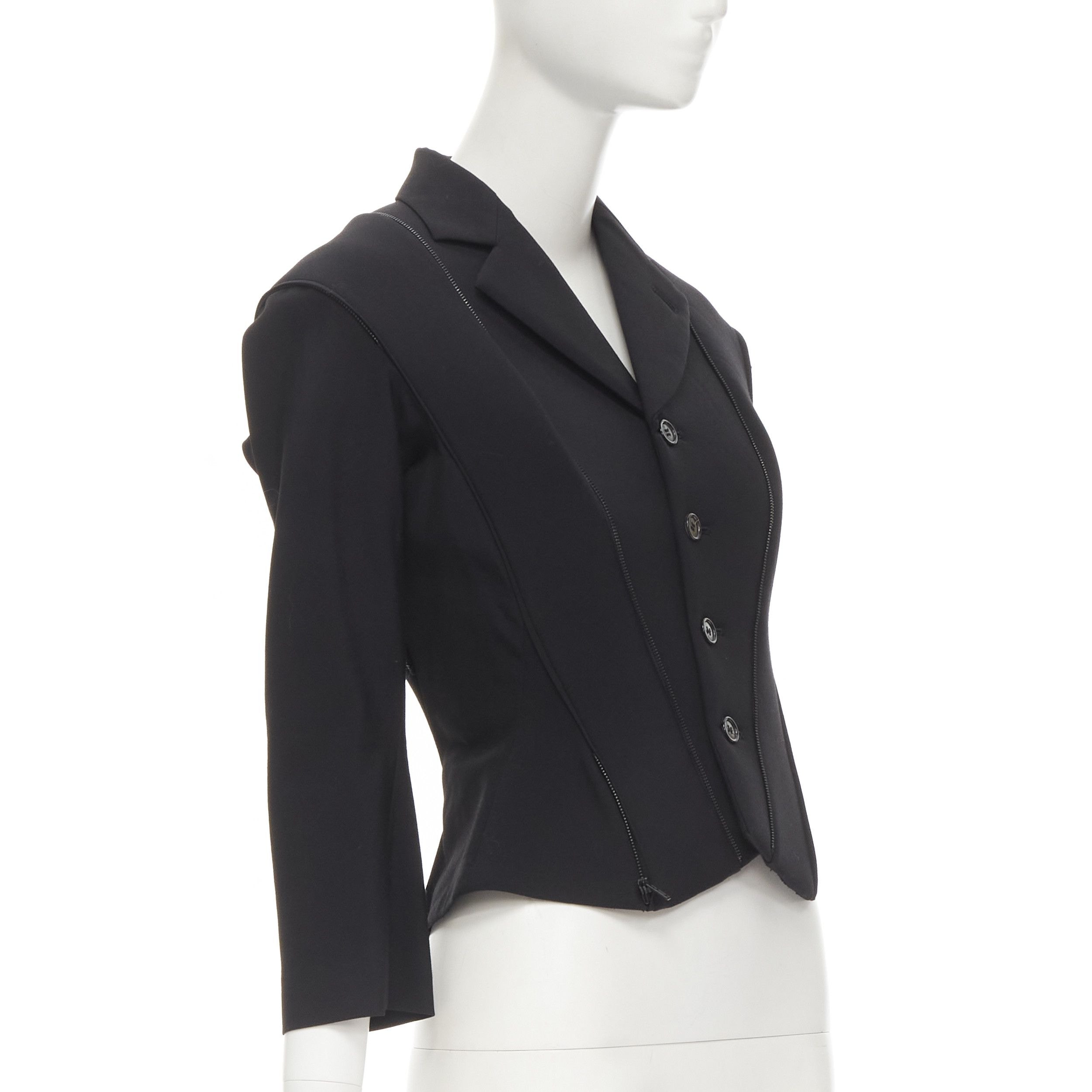 Junya Watanabe rare JUNYA WATANABE 1999 Runway black neoprene transformable blazer jacket S Size S / US 4 / IT 40 - 4 Thumbnail