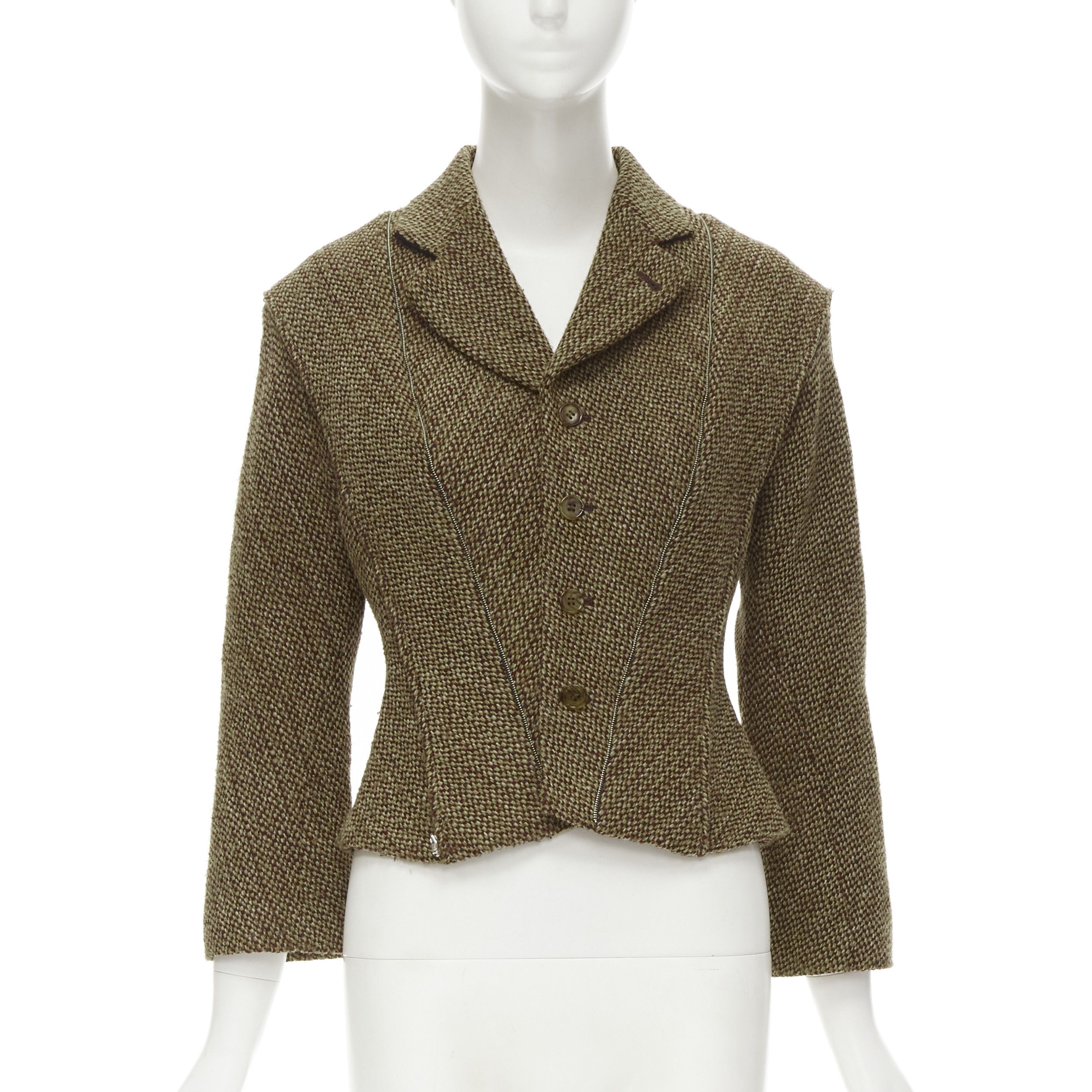 Junya Watanabe rare JUNYA WATANABE 1999 Runway brown tweed herringbone transformable jacket M Size M / US 6-8 / IT 42-44 - 2 Thumbnail