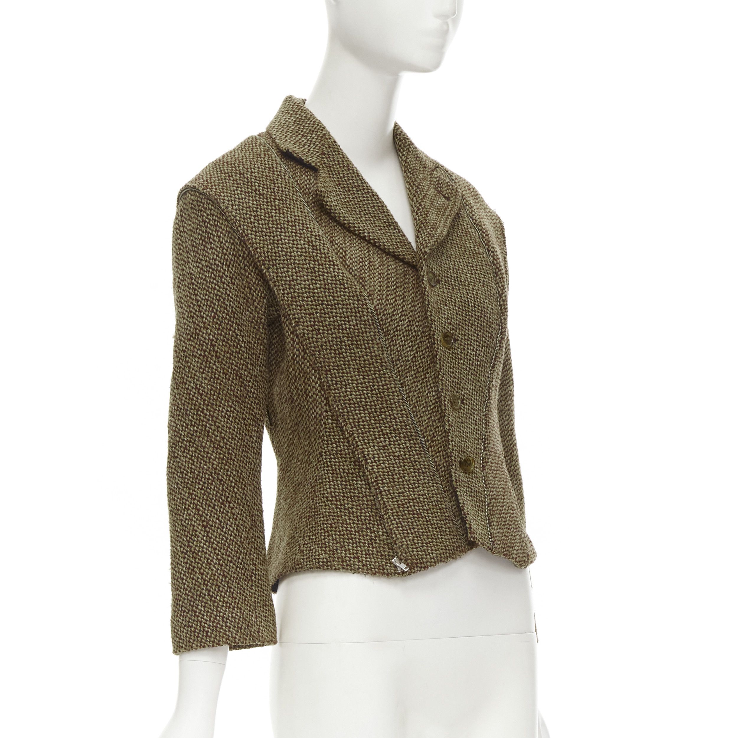 Junya Watanabe rare JUNYA WATANABE 1999 Runway brown tweed herringbone transformable jacket M Size M / US 6-8 / IT 42-44 - 3 Thumbnail