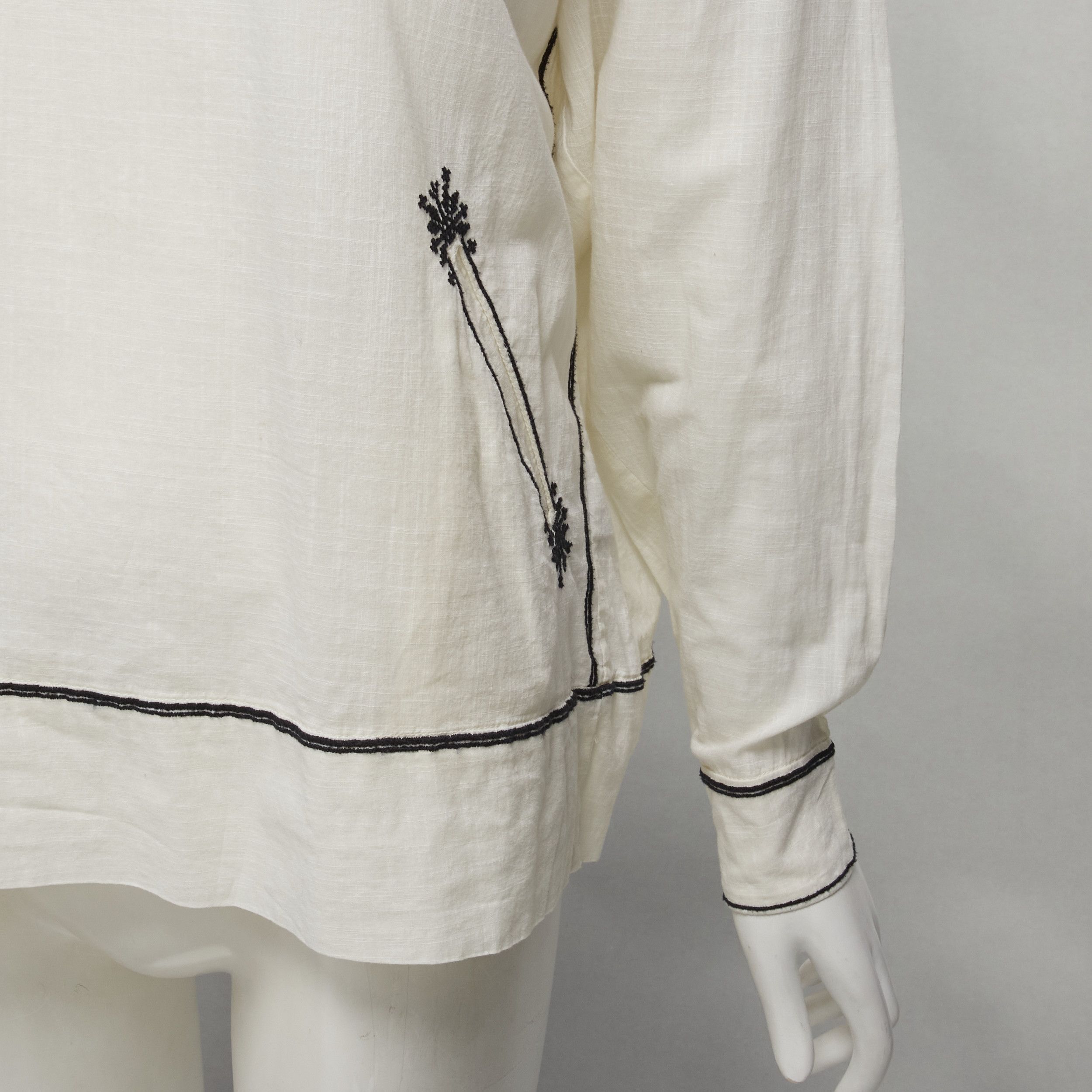 Isabel Marant Etoile ISABEL MARANT ETOILE black embroidery cream cotton pocketed boho top FR36 S Size S / US 4 / IT 40 - 7 Thumbnail