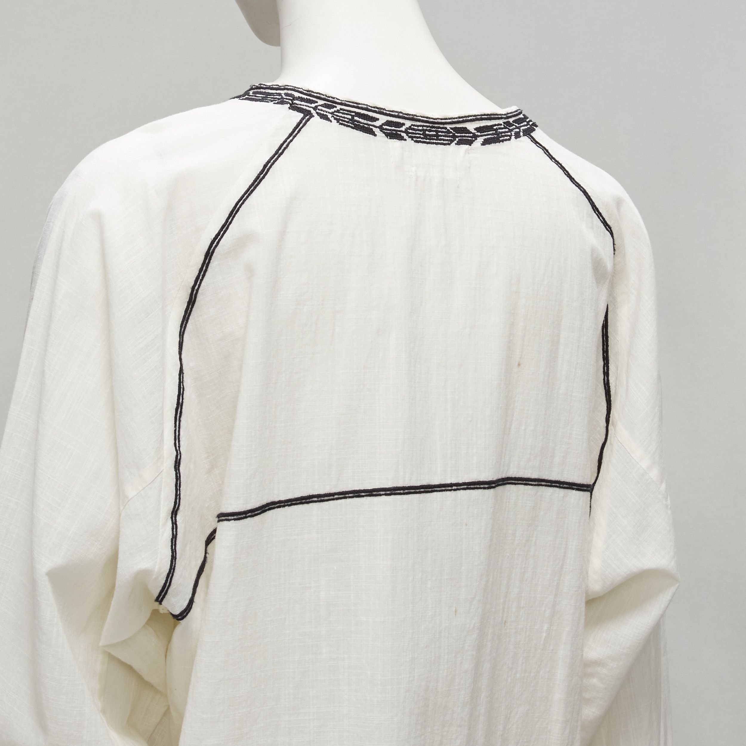 Isabel Marant Etoile ISABEL MARANT ETOILE black embroidery cream cotton pocketed boho top FR36 S Size S / US 4 / IT 40 - 8 Thumbnail