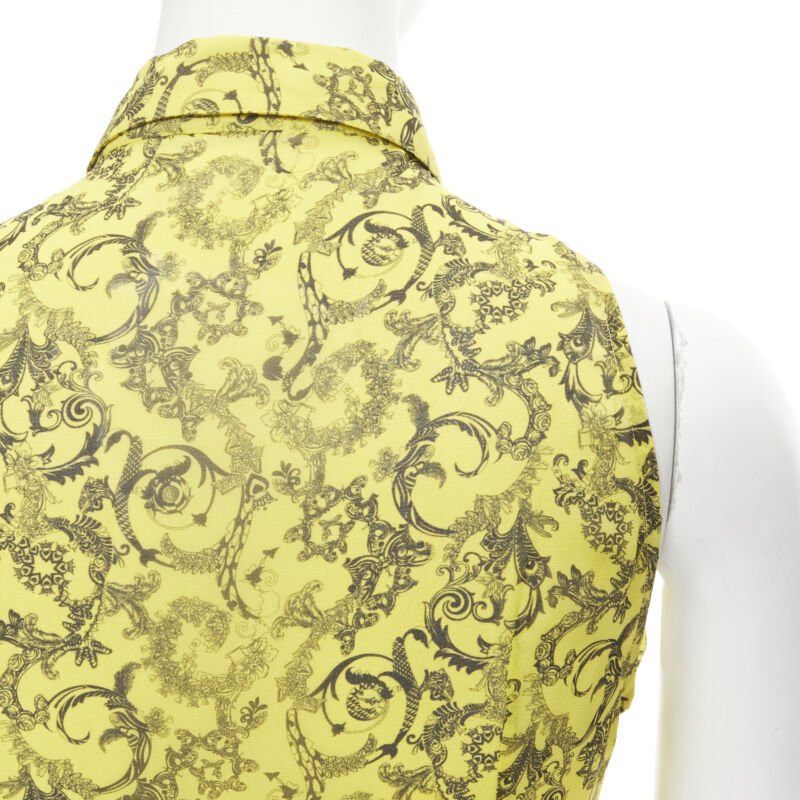 Versace VERSACE yellow silk Baroque print dot pleated collar sleeveless shirt IT40 S Size S / US 4 / IT 40 - 8 Thumbnail