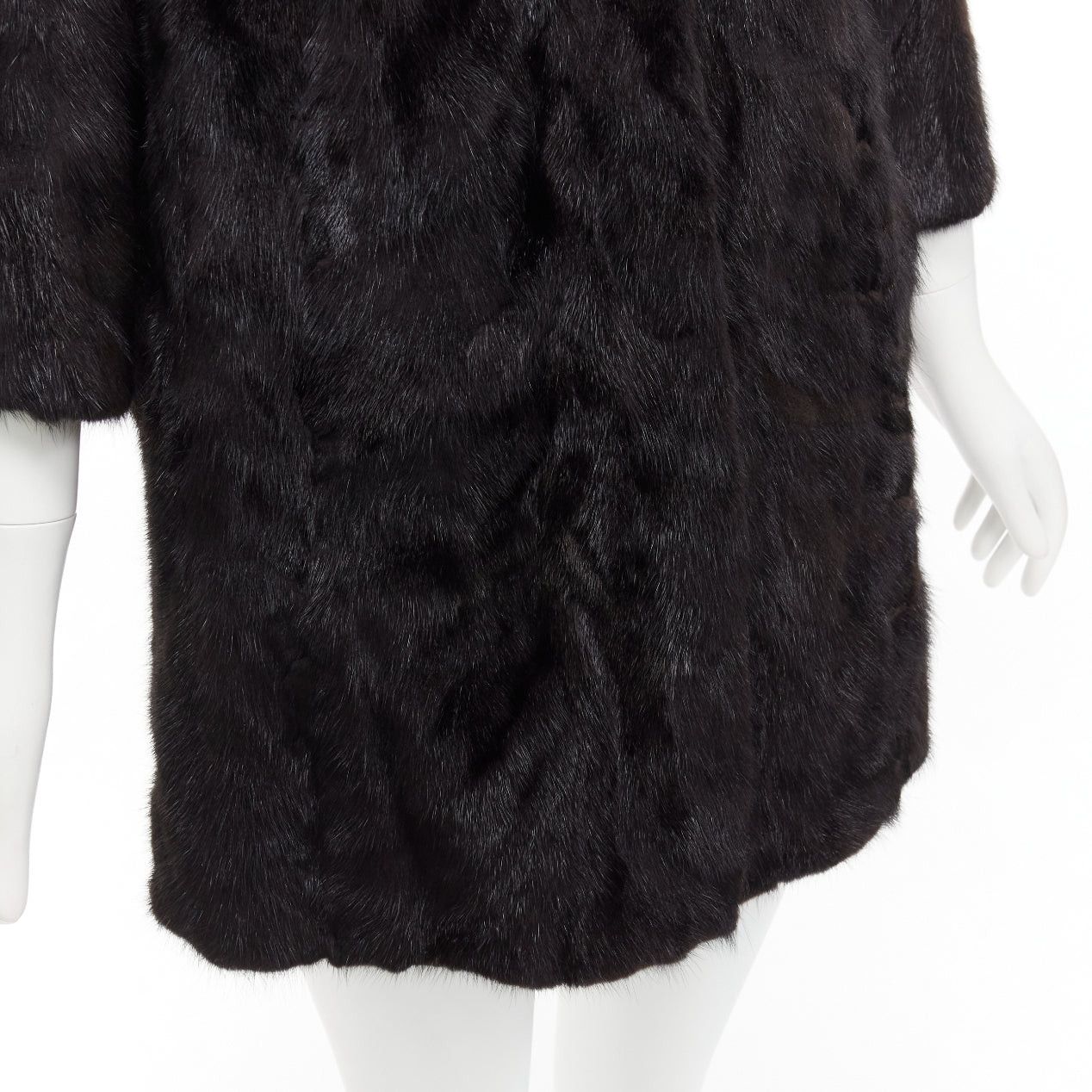 Other CHEVITTE dark brown genuine fur jewel neck cropped sleeves coat top M Size S / US 4 / IT 40 - 8 Thumbnail