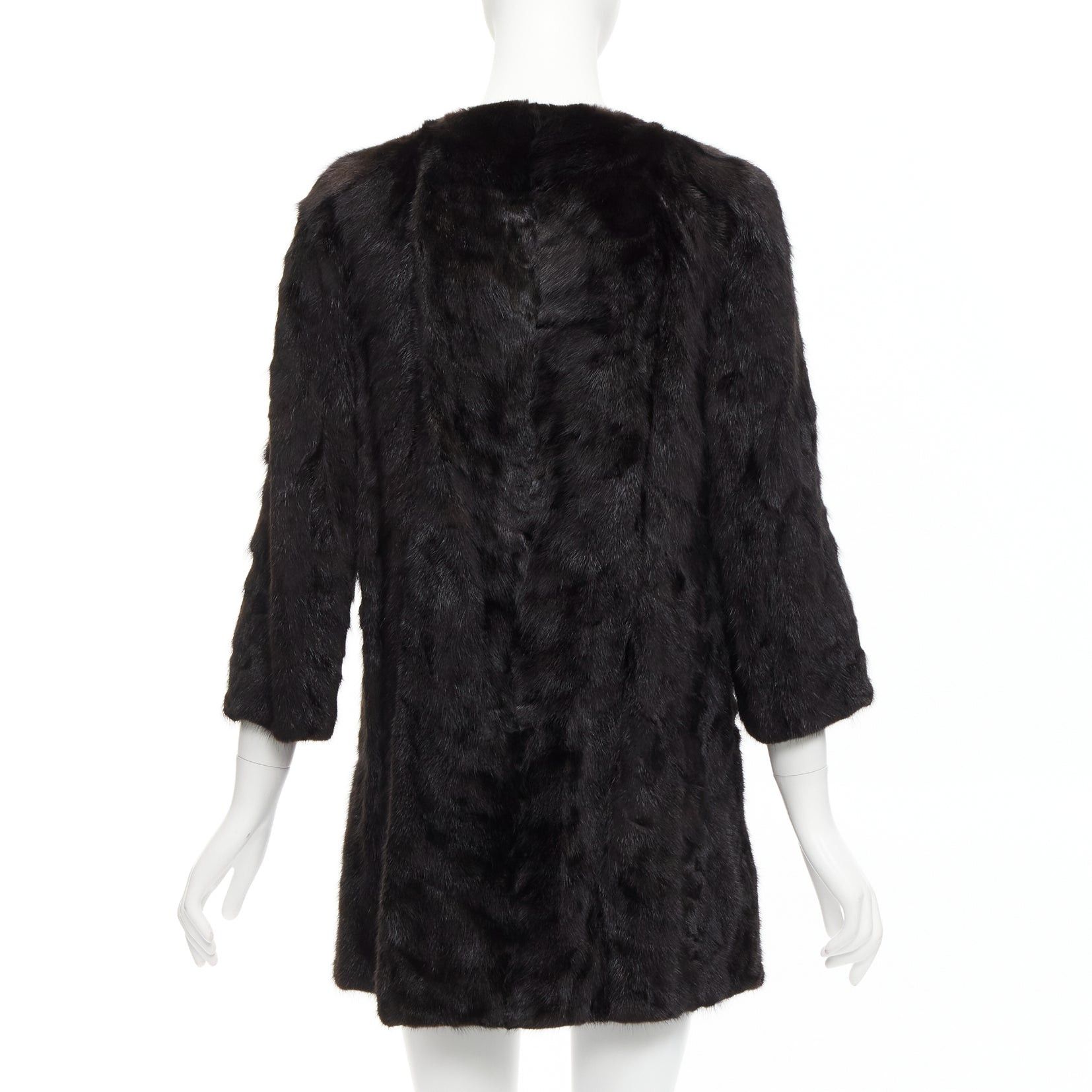 Other CHEVITTE dark brown genuine fur jewel neck cropped sleeves coat top M Size S / US 4 / IT 40 - 6 Thumbnail