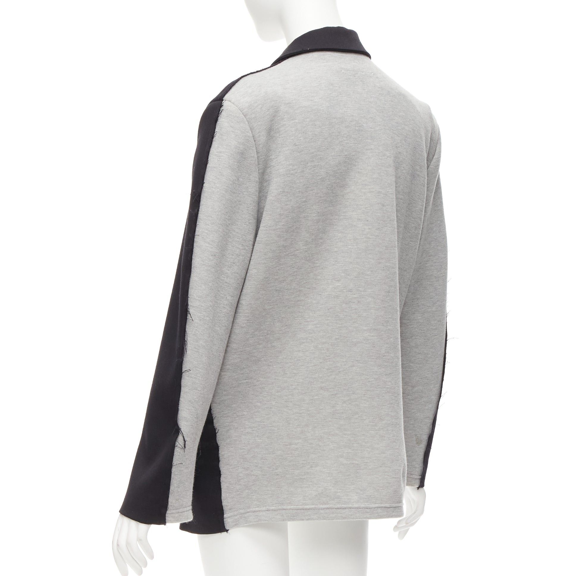 Maison Margiela MM6 black grey virgin wool blend contrast back fray edge boxy blazer IT38 XS Size XS / US 0-2 / IT 36-38 - 7 Thumbnail