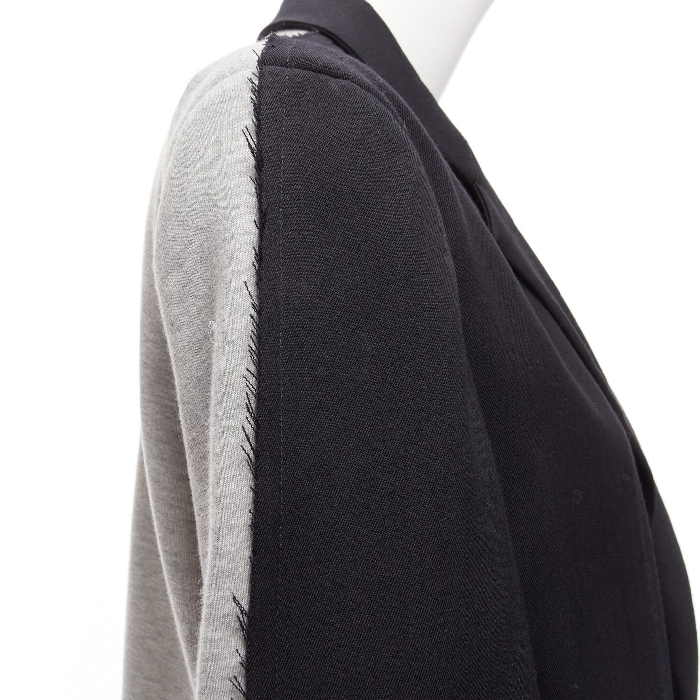 Maison Margiela MM6 black grey virgin wool blend contrast back fray edge boxy blazer IT38 XS Size XS / US 0-2 / IT 36-38 - 8 Thumbnail