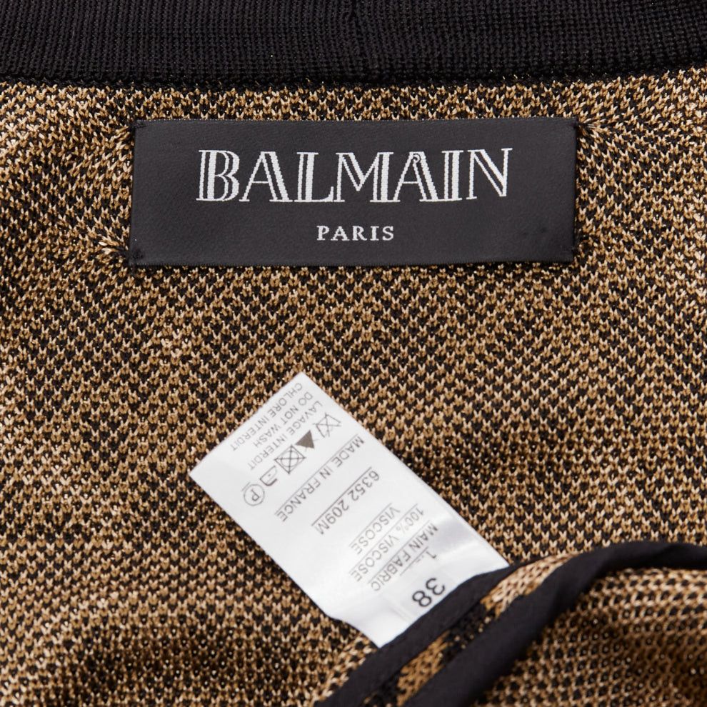 Balmain BALMAIN brown leopard jacquard power shoulder gold buttons cardigan FR38 M Size M / US 6-8 / IT 42-44 - 8 Thumbnail