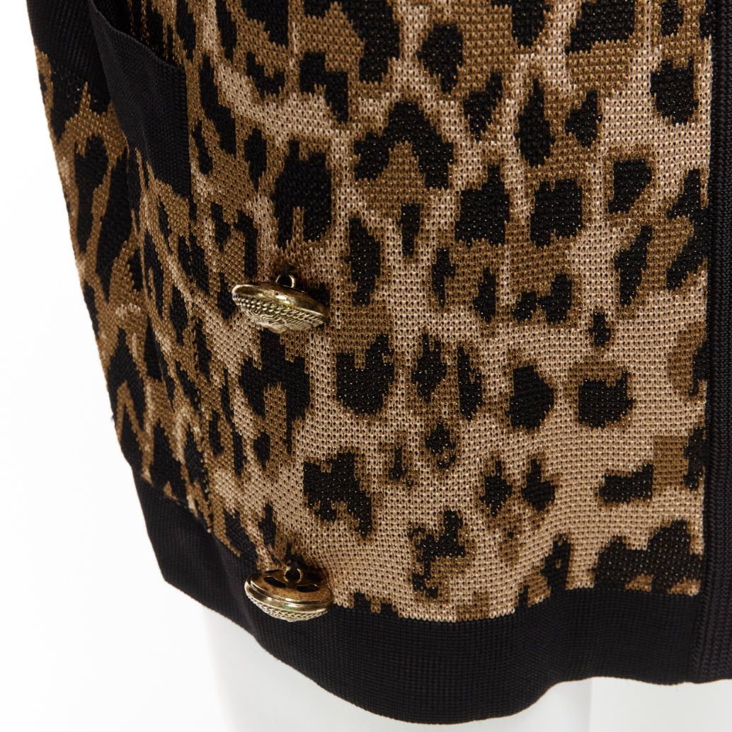 Balmain BALMAIN brown leopard jacquard power shoulder gold buttons cardigan FR38 M Size M / US 6-8 / IT 42-44 - 2 Thumbnail