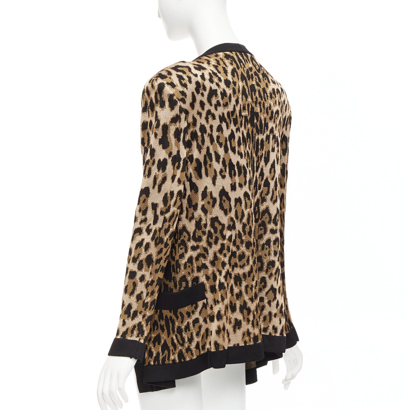 Balmain BALMAIN brown leopard jacquard power shoulder gold buttons cardigan FR38 M Size M / US 6-8 / IT 42-44 - 6 Thumbnail