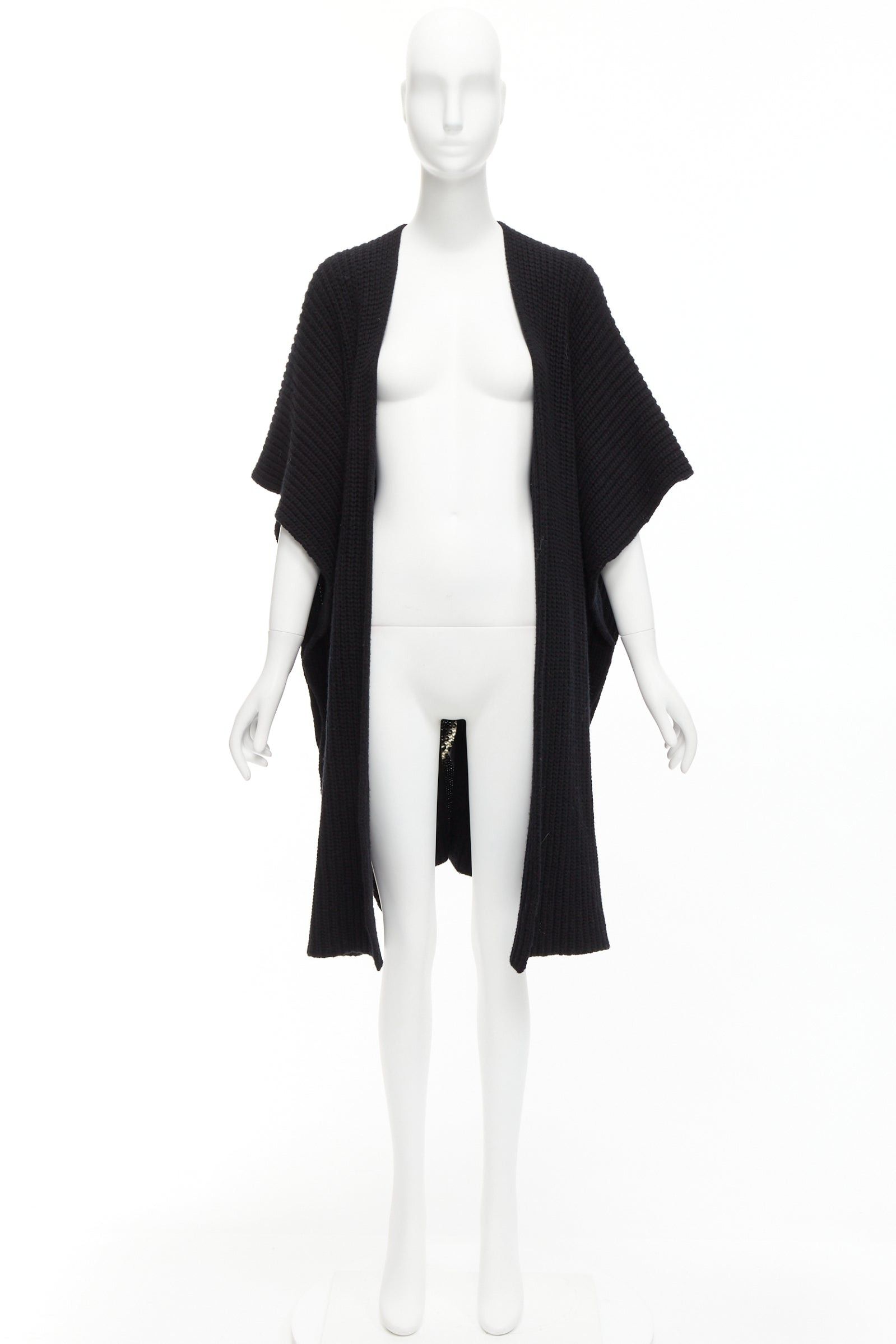 Valentino VALENTINO VLTN black 100% virgin wool logo back poncho cardigan M Size M / US 6-8 / IT 42-44 - 9 Thumbnail