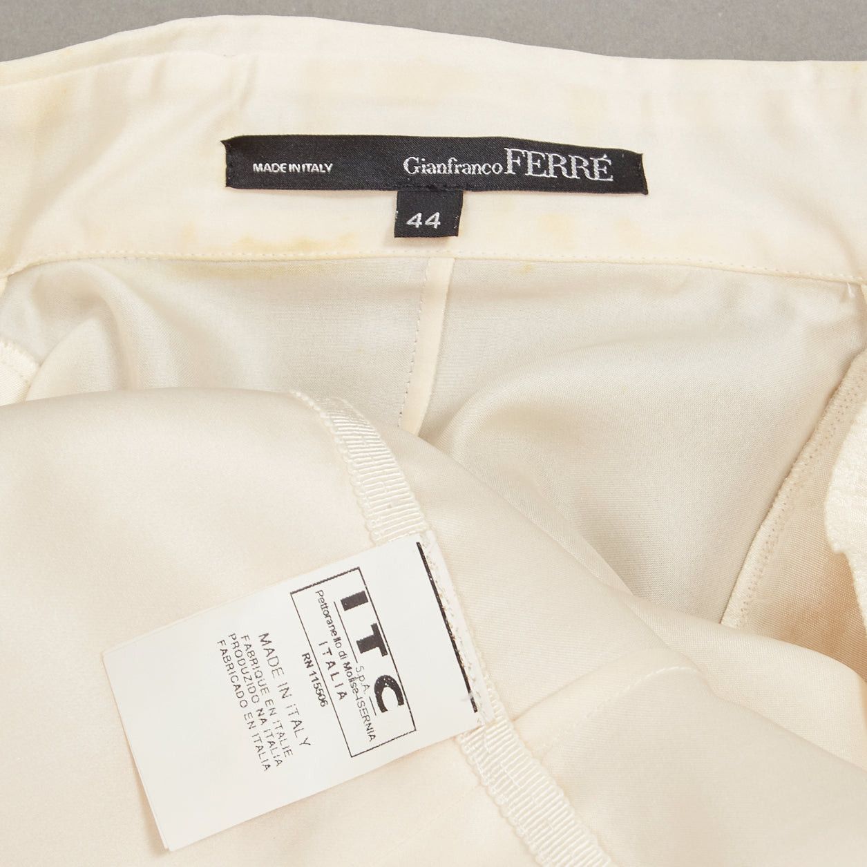 Gianfranco Ferre GIANFRANCO FERRE Vintage cream silk XL bow detail power shoulder jacket IT44 L Size M / US 6-8 / IT 42-44 - 10 Thumbnail
