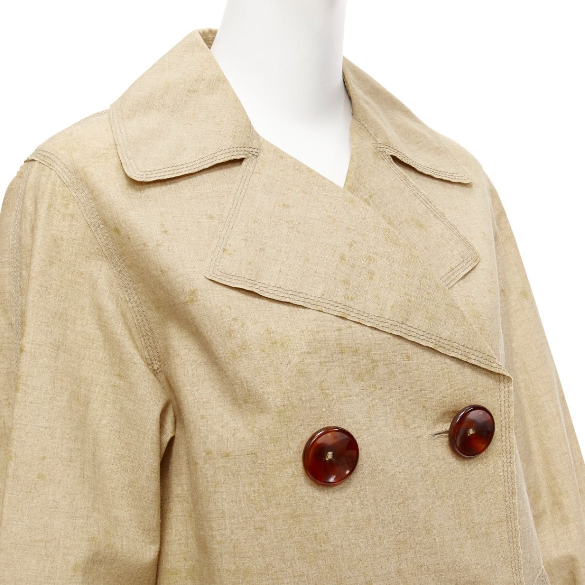 Louis Vuitton LOUIS VUITTON khaki coated linen gold velvet hem double breasted trench coat FR36 S Size S / US 4 / IT 40 - 7 Thumbnail