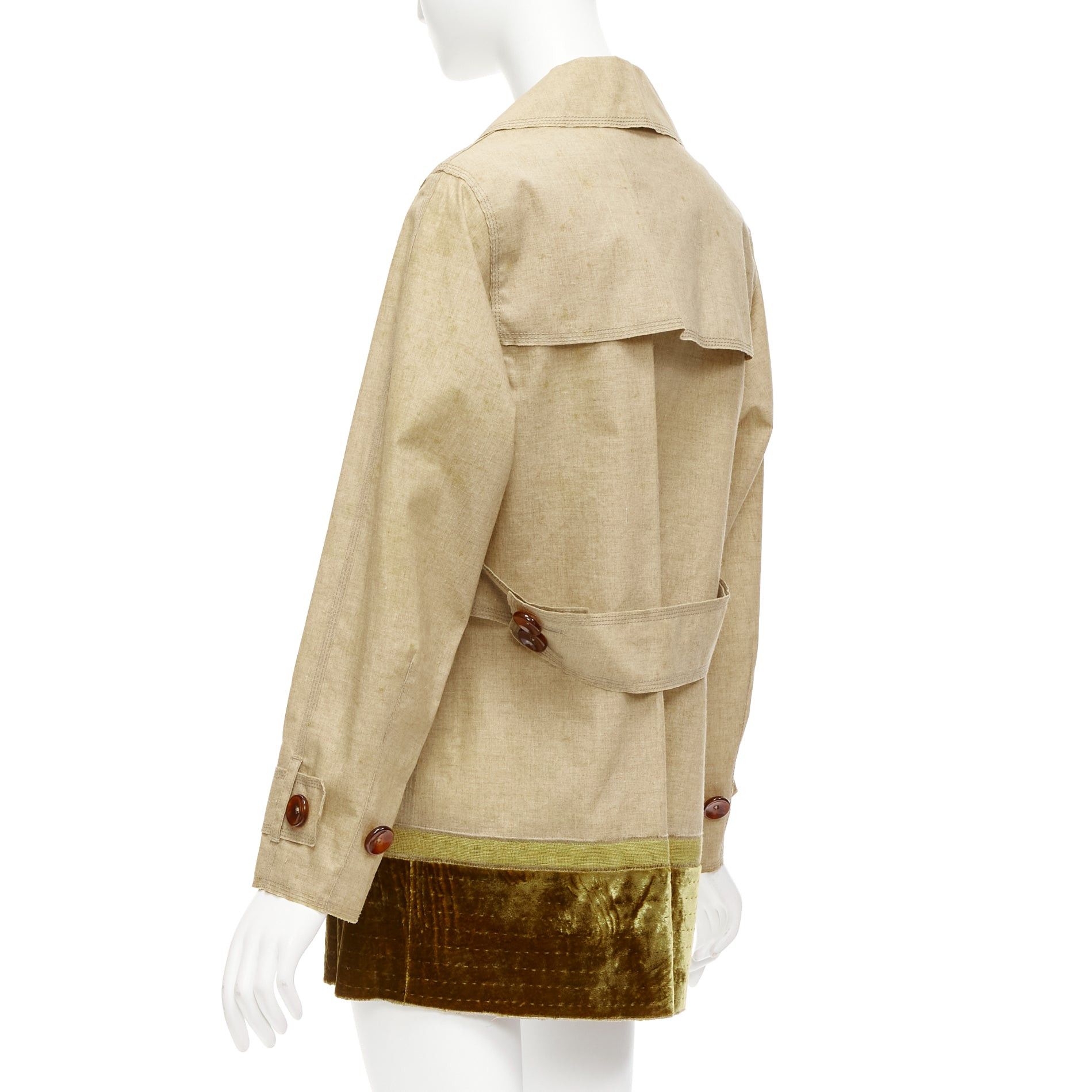 Louis Vuitton LOUIS VUITTON khaki coated linen gold velvet hem double breasted trench coat FR36 S Size S / US 4 / IT 40 - 6 Thumbnail