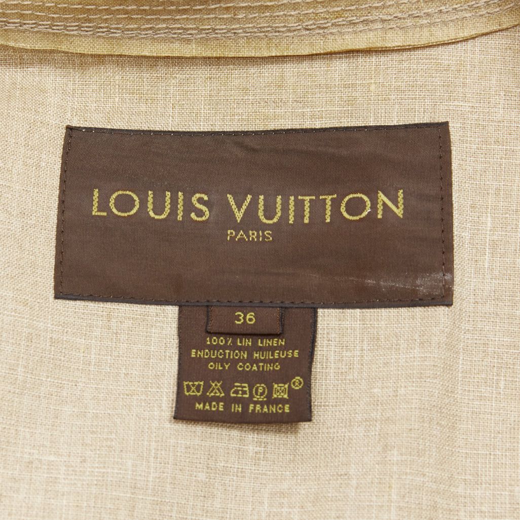 Louis Vuitton LOUIS VUITTON khaki coated linen gold velvet hem double breasted trench coat FR36 S Size S / US 4 / IT 40 - 9 Thumbnail