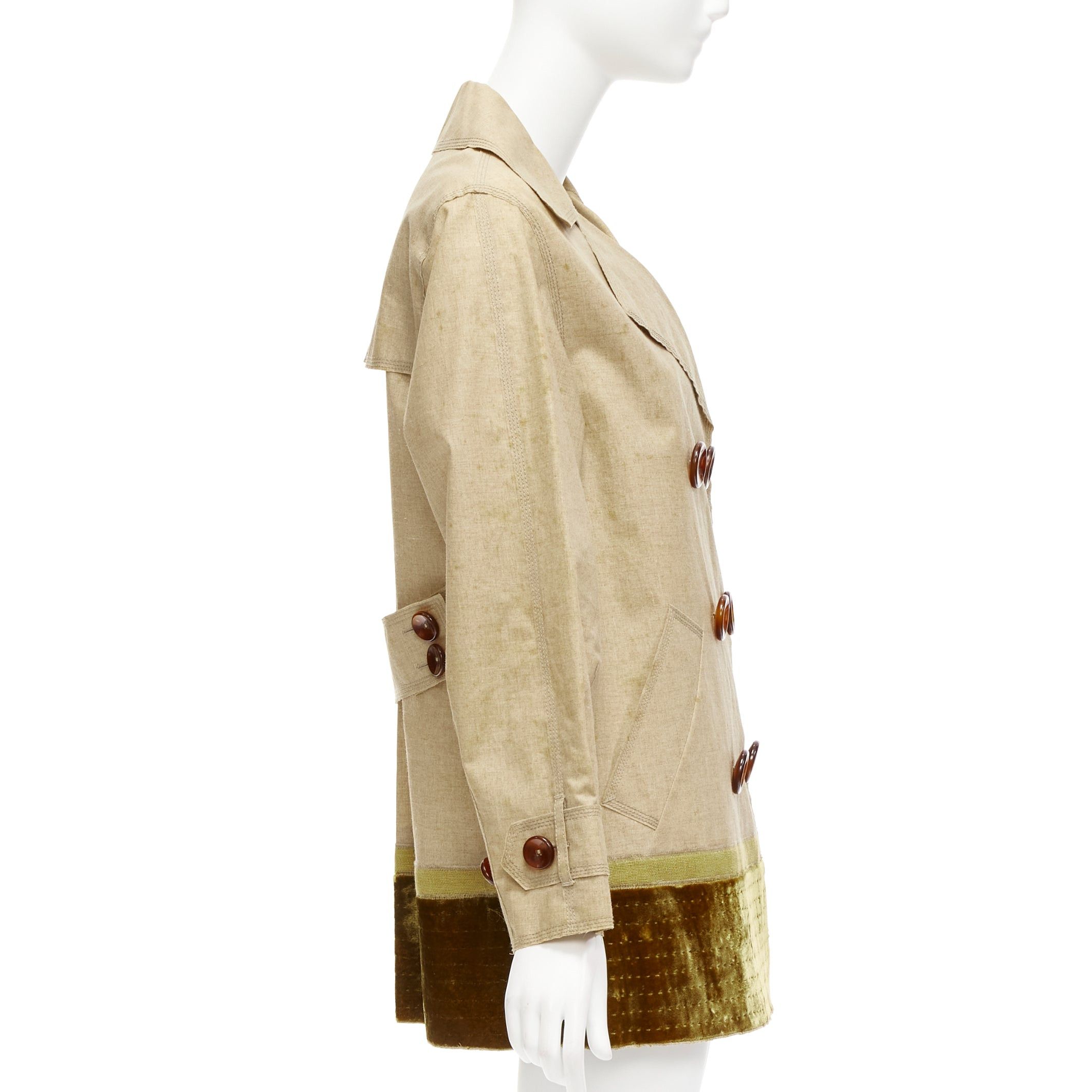Louis Vuitton LOUIS VUITTON khaki coated linen gold velvet hem double breasted trench coat FR36 S Size S / US 4 / IT 40 - 5 Thumbnail