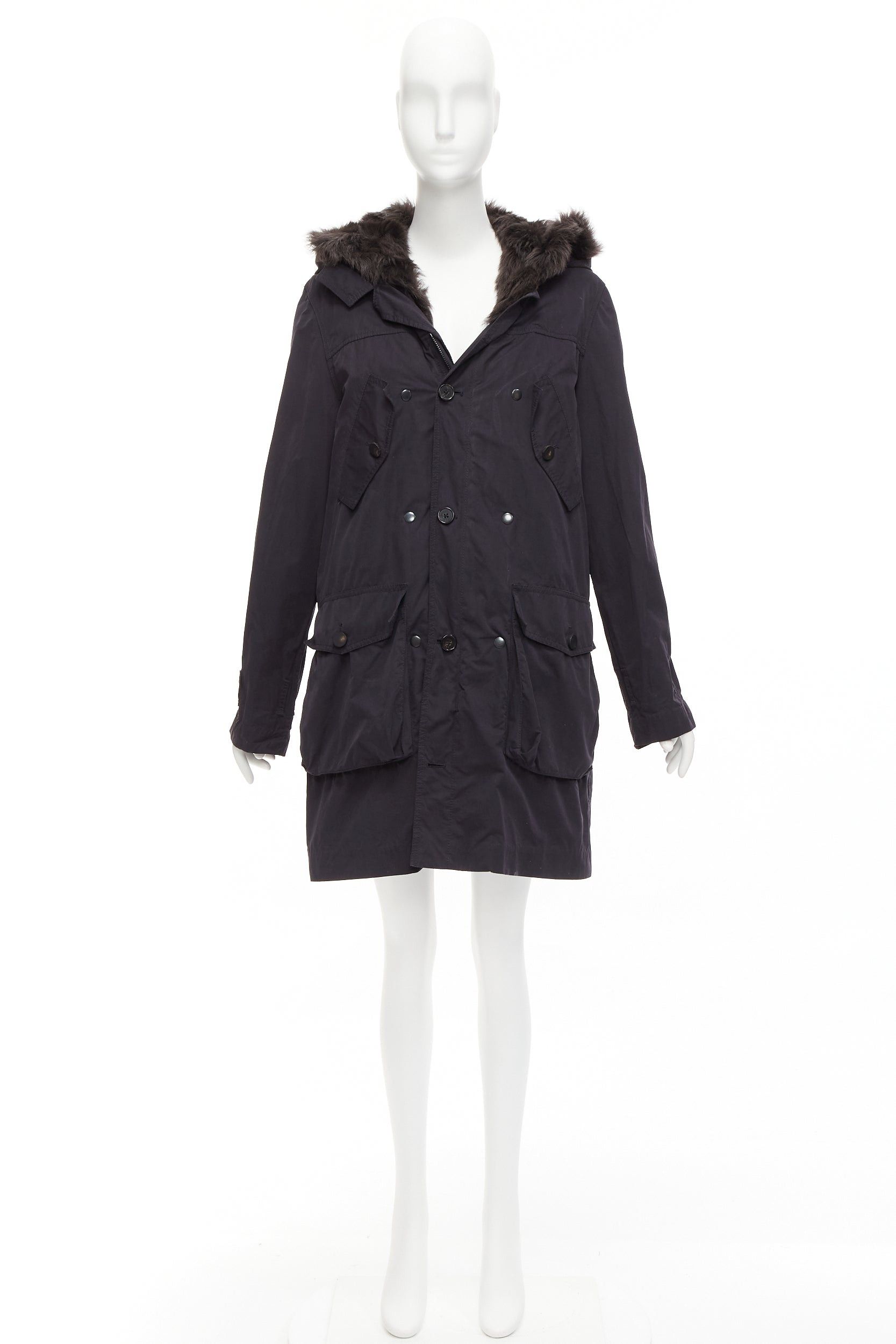 3.1 Phillip Lim 3.1 PHILLIP LIM black cotton brown full sheep fur lined parka coat XS Size S / US 4 / IT 40 - 10 Thumbnail