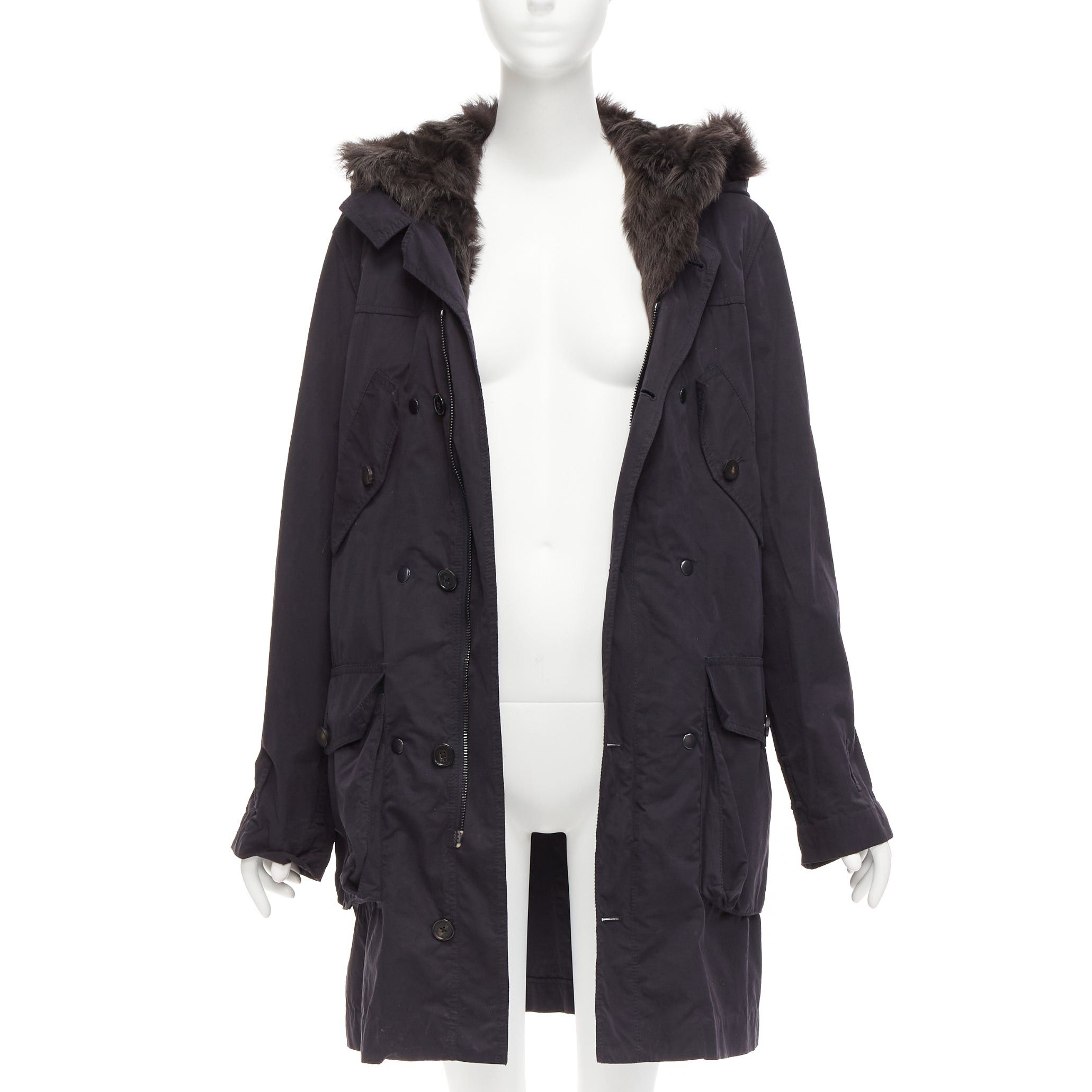 3.1 Phillip Lim 3.1 PHILLIP LIM black cotton brown full sheep fur lined parka coat XS Size S / US 4 / IT 40 - 3 Thumbnail