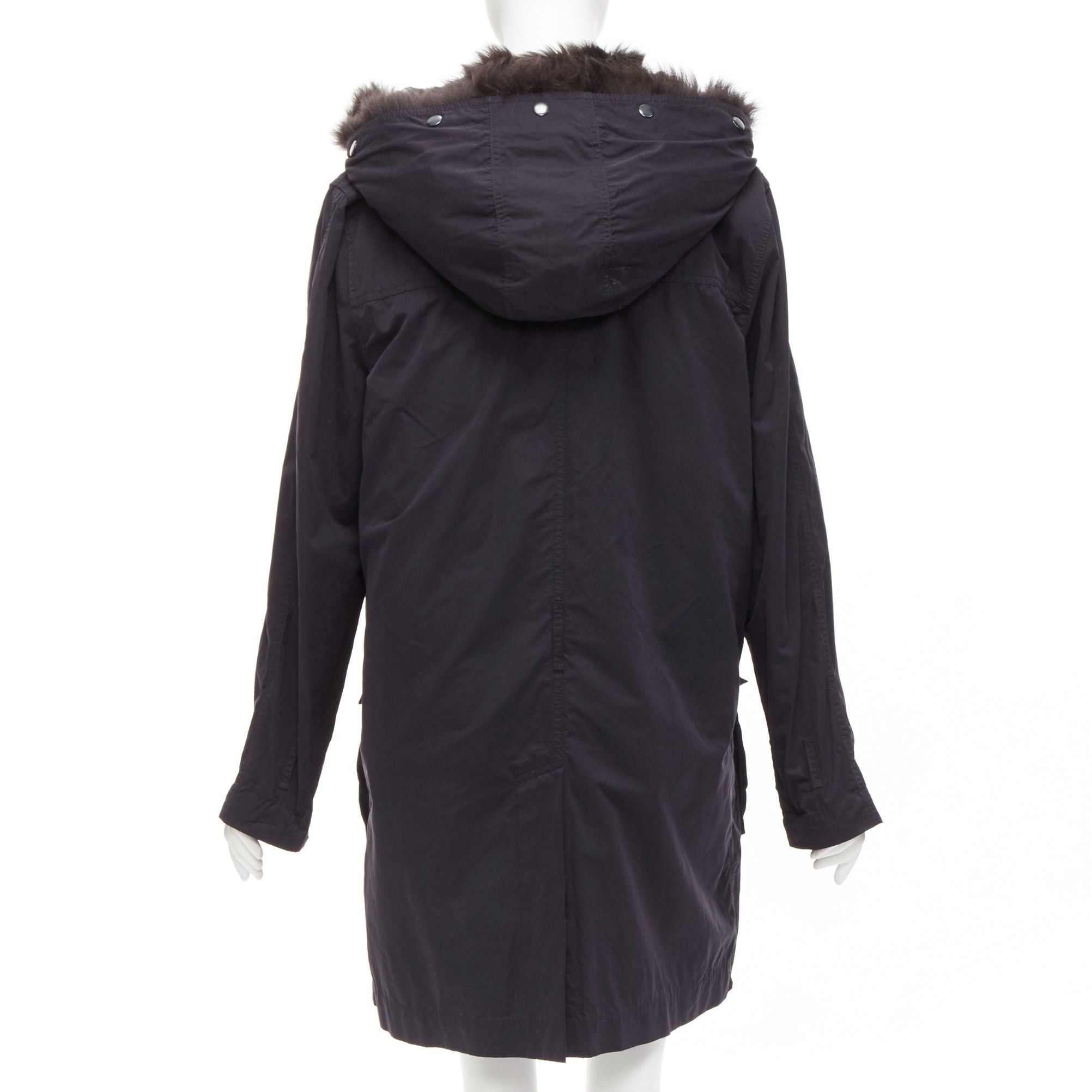 3.1 Phillip Lim 3.1 PHILLIP LIM black cotton brown full sheep fur lined parka coat XS Size S / US 4 / IT 40 - 6 Thumbnail