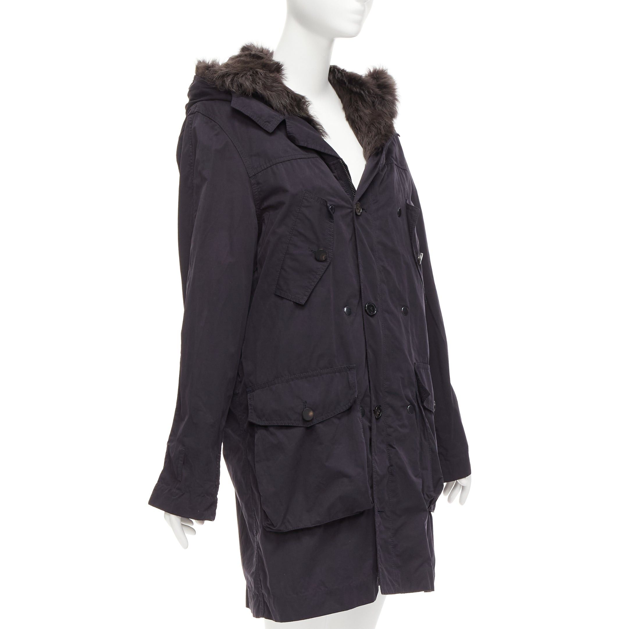 3.1 Phillip Lim 3.1 PHILLIP LIM black cotton brown full sheep fur lined parka coat XS Size S / US 4 / IT 40 - 4 Thumbnail