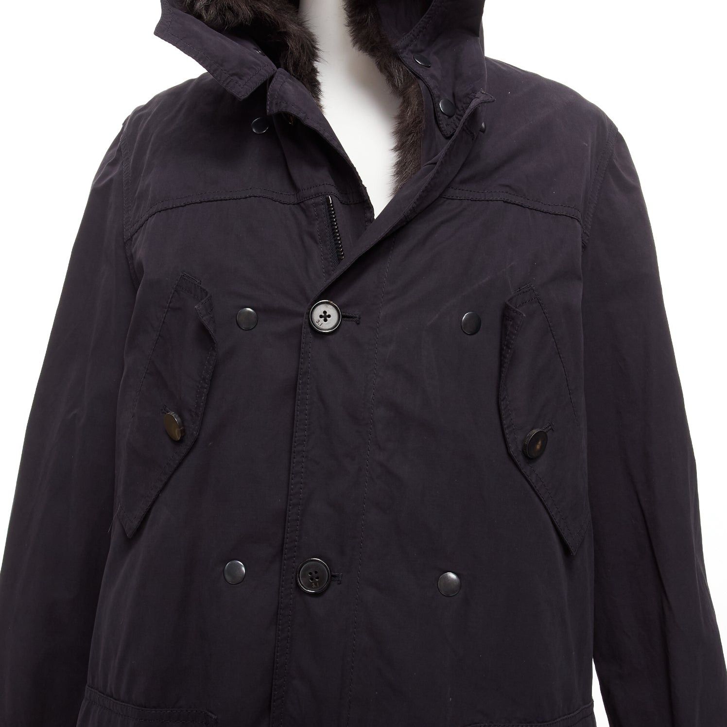 3.1 Phillip Lim 3.1 PHILLIP LIM black cotton brown full sheep fur lined parka coat XS Size S / US 4 / IT 40 - 8 Thumbnail