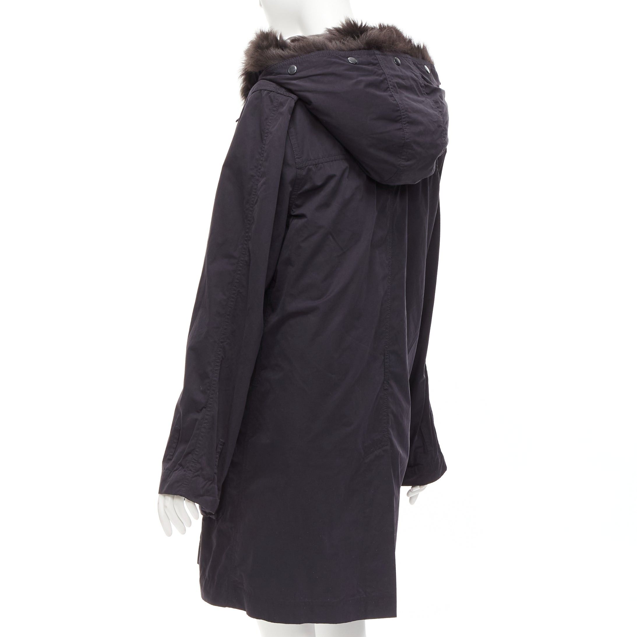 3.1 Phillip Lim 3.1 PHILLIP LIM black cotton brown full sheep fur lined parka coat XS Size S / US 4 / IT 40 - 7 Thumbnail