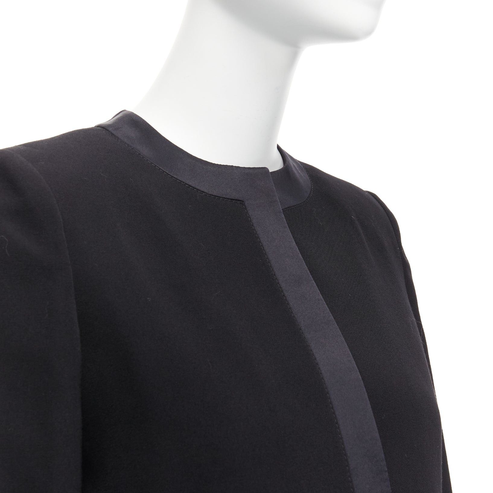 Givenchy GIVENCHY black wool silk trim high low hem minimal classic jacket FR38 M Size M / US 6-8 / IT 42-44 - 2 Thumbnail
