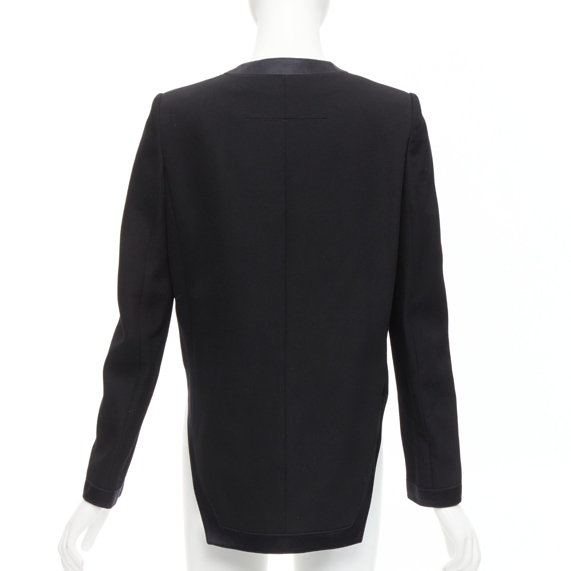 Givenchy GIVENCHY black wool silk trim high low hem minimal classic jacket FR38 M Size M / US 6-8 / IT 42-44 - 6 Thumbnail