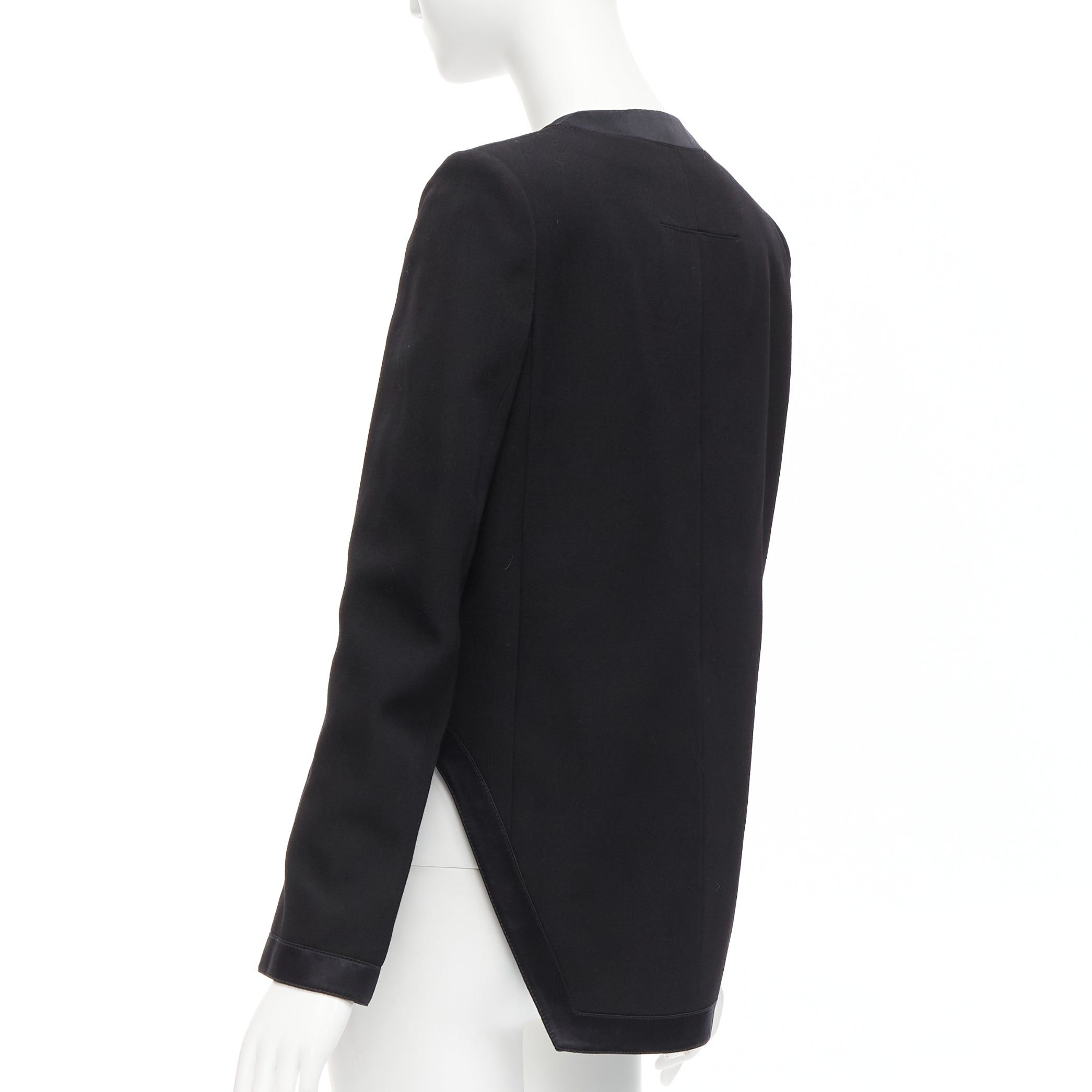 Givenchy GIVENCHY black wool silk trim high low hem minimal classic jacket FR38 M Size M / US 6-8 / IT 42-44 - 7 Thumbnail