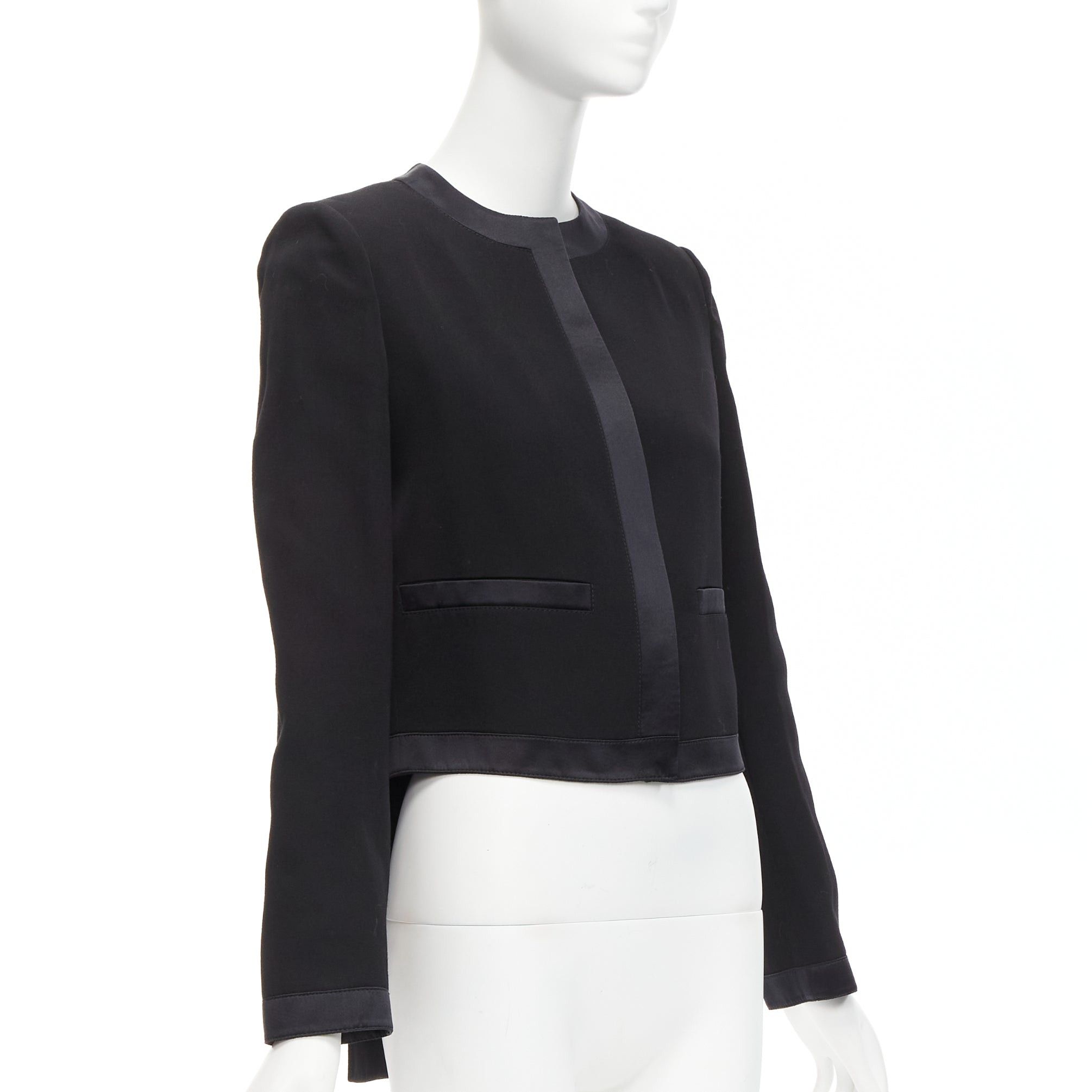 Givenchy GIVENCHY black wool silk trim high low hem minimal classic jacket FR38 M Size M / US 6-8 / IT 42-44 - 4 Thumbnail