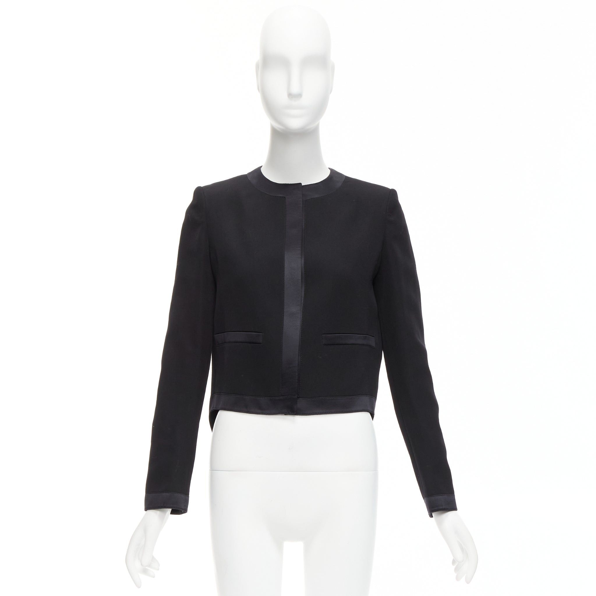 Givenchy GIVENCHY black wool silk trim high low hem minimal classic jacket FR38 M Size M / US 6-8 / IT 42-44 - 10 Thumbnail