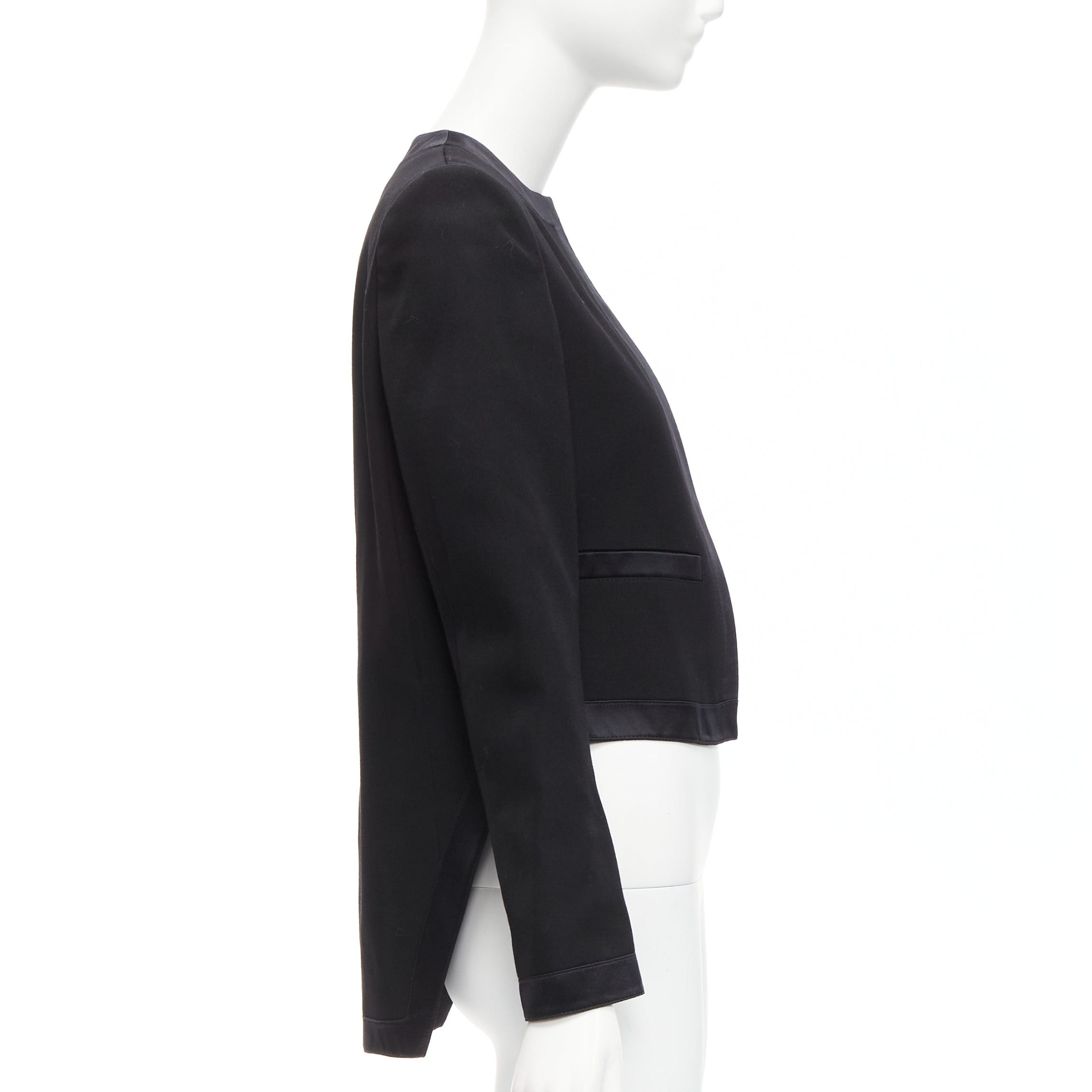 Givenchy GIVENCHY black wool silk trim high low hem minimal classic jacket FR38 M Size M / US 6-8 / IT 42-44 - 5 Thumbnail