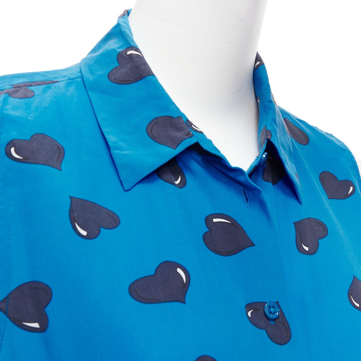 Equipment EQUIPMENT 100% silk electric blue black heart printed sleeveless blouse M Size M / US 6-8 / IT 42-44 - 2 Thumbnail