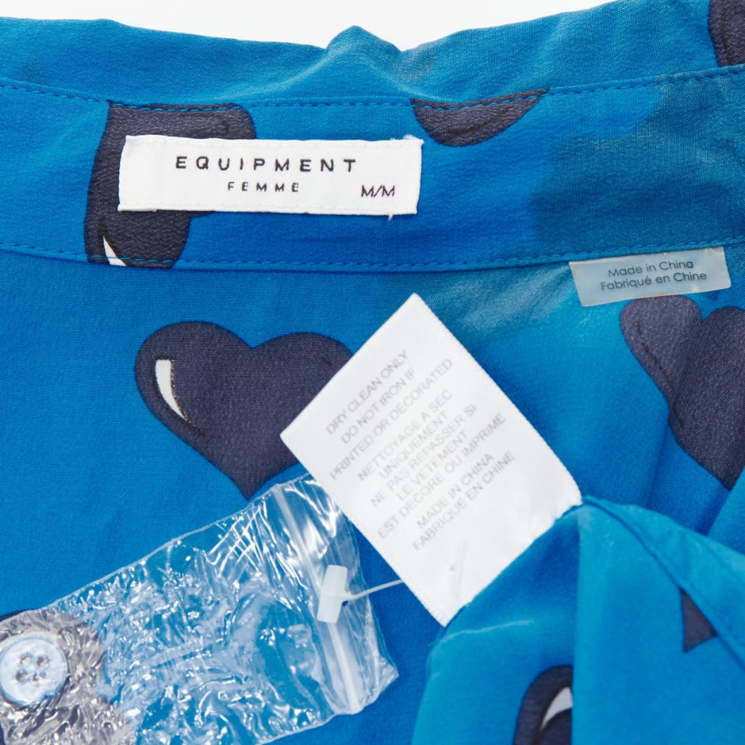 Equipment EQUIPMENT 100% silk electric blue black heart printed sleeveless blouse M Size M / US 6-8 / IT 42-44 - 8 Thumbnail