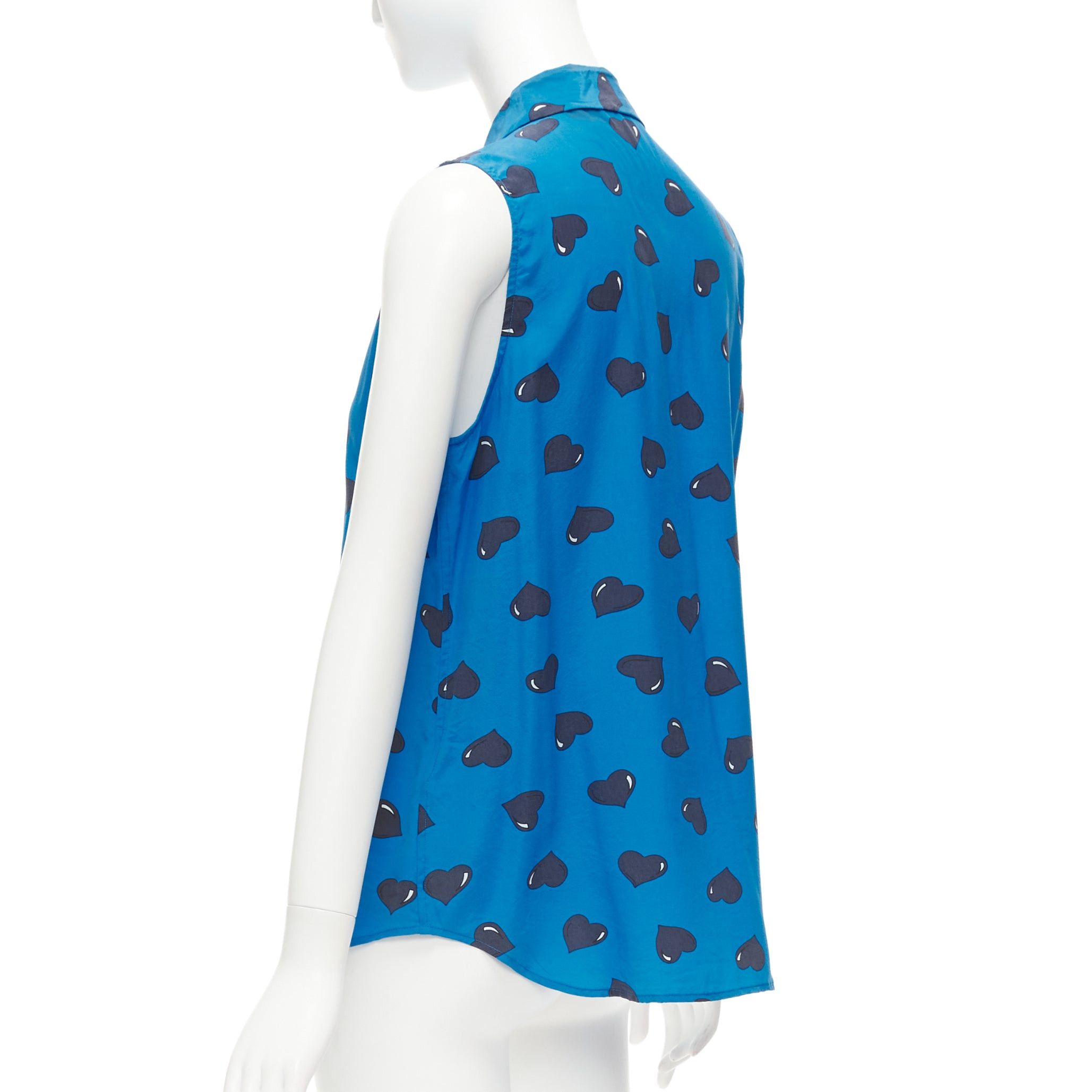 Equipment EQUIPMENT 100% silk electric blue black heart printed sleeveless blouse M Size M / US 6-8 / IT 42-44 - 6 Thumbnail