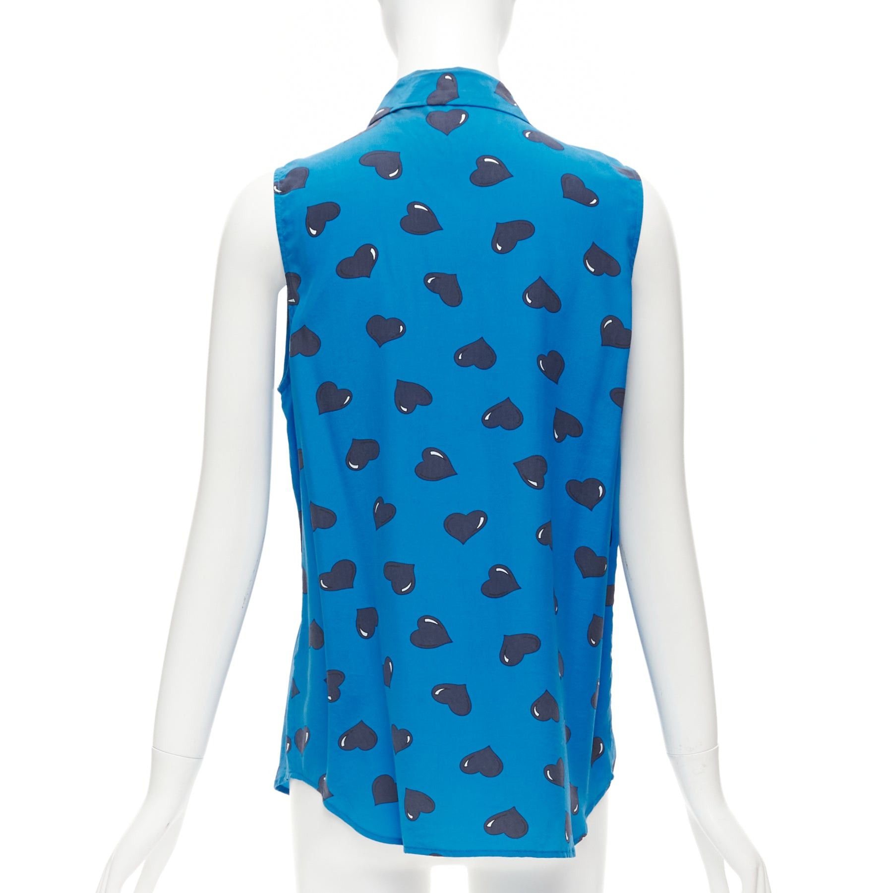 Equipment EQUIPMENT 100% silk electric blue black heart printed sleeveless blouse M Size M / US 6-8 / IT 42-44 - 5 Thumbnail