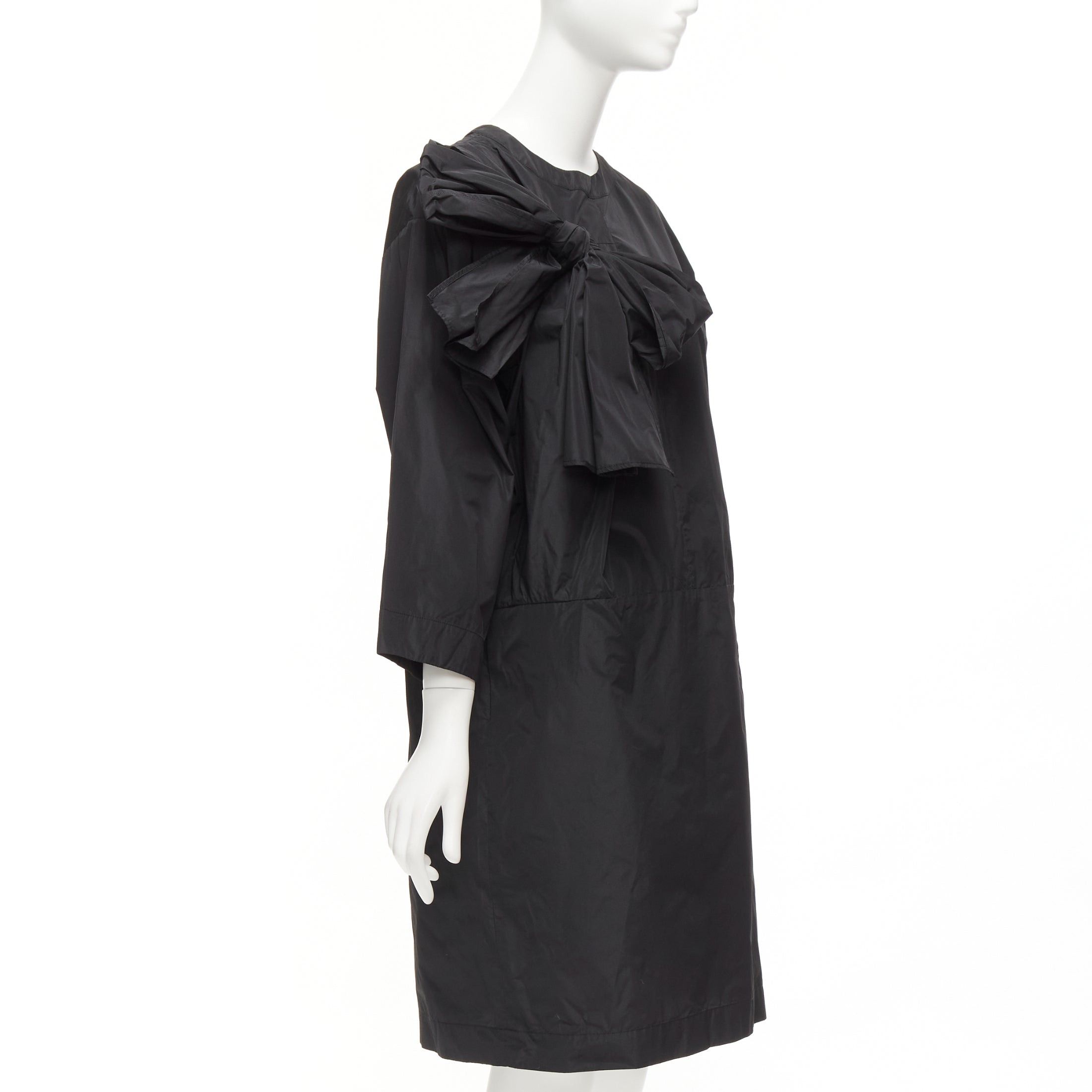 Dries Van Noten DRIES VAN NOTEN black bow detail chest panelled keyhole tent dress FR36 S Size S / US 4 / IT 40 - 3 Thumbnail