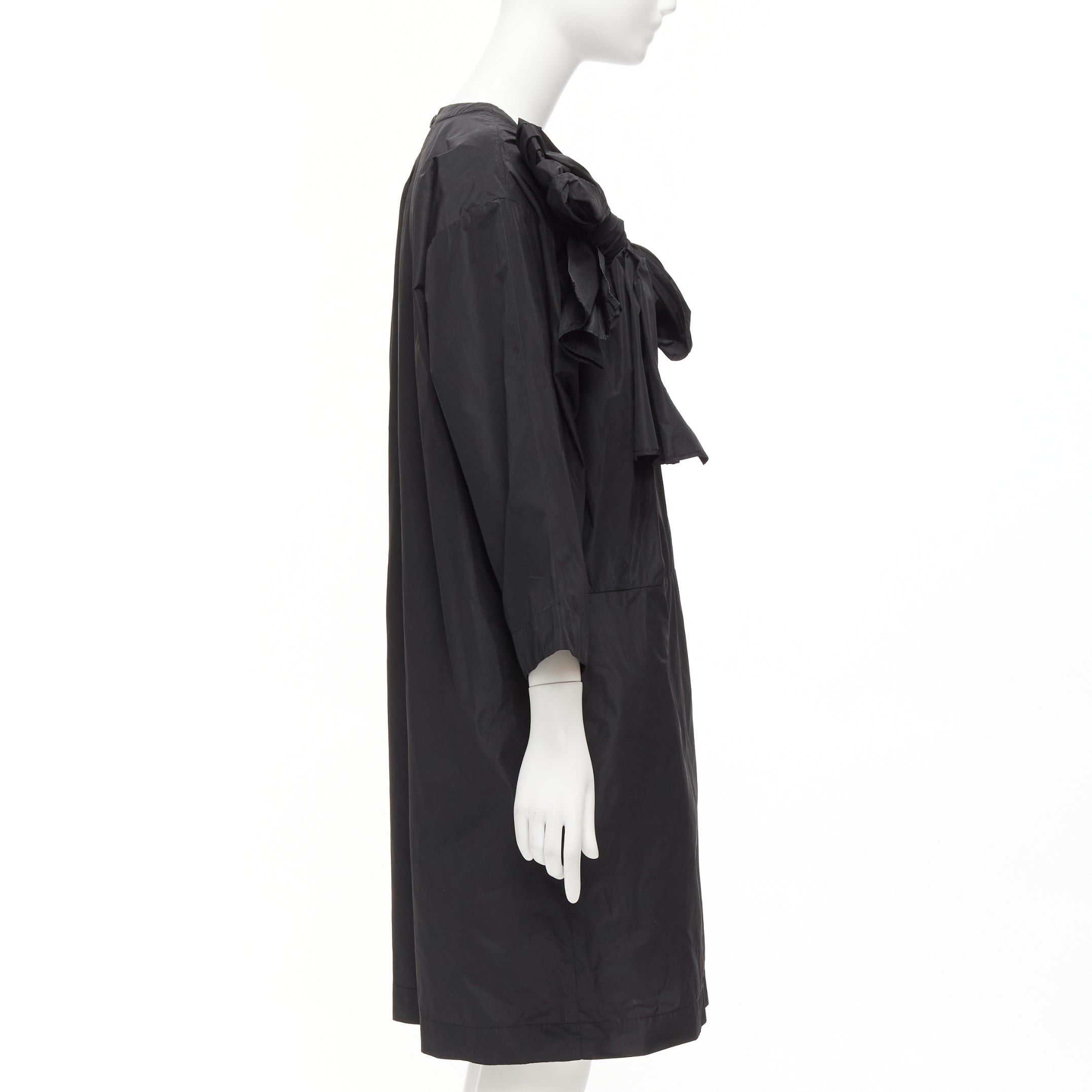 Dries Van Noten DRIES VAN NOTEN black bow detail chest panelled keyhole tent dress FR36 S Size S / US 4 / IT 40 - 4 Thumbnail