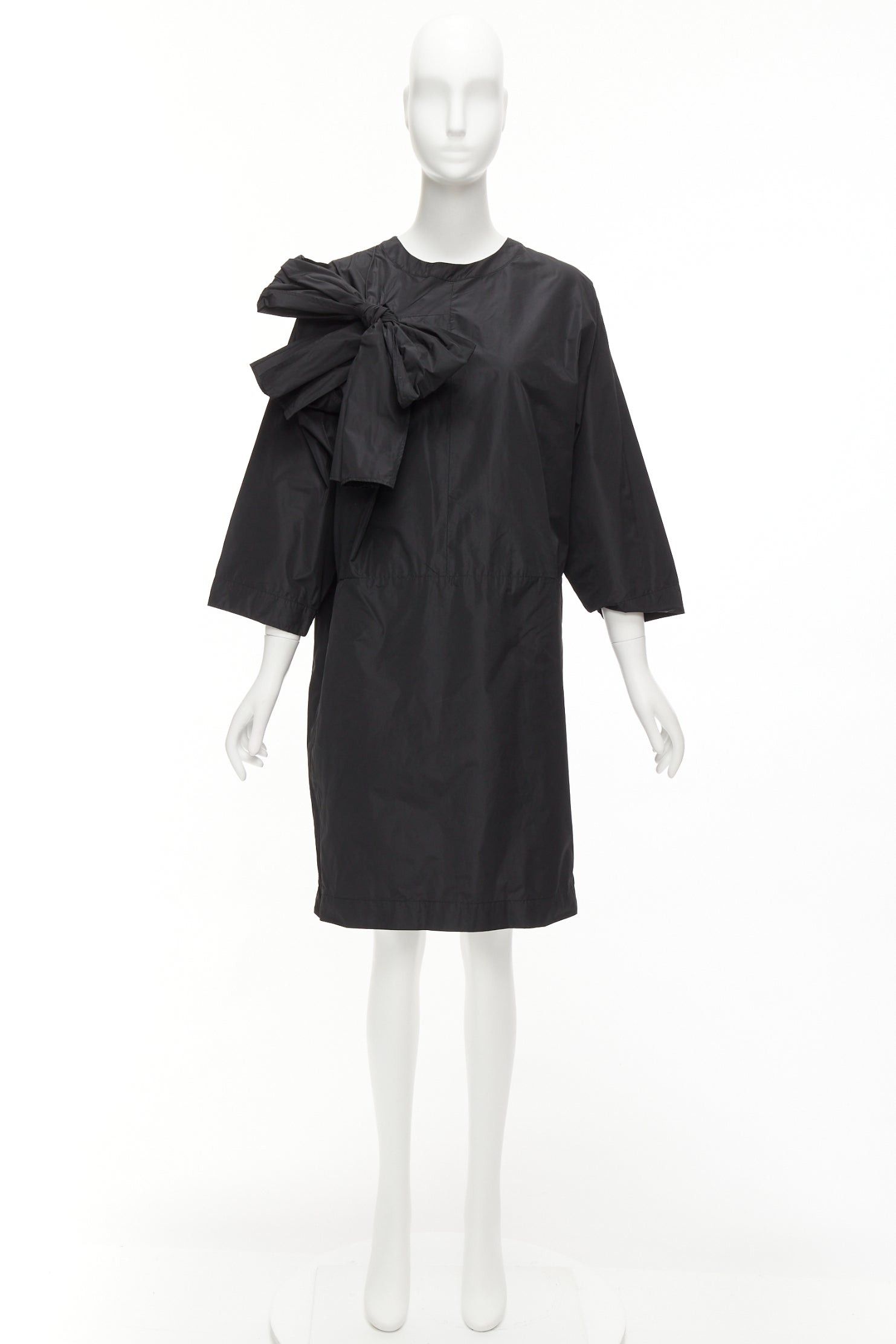 Dries Van Noten DRIES VAN NOTEN black bow detail chest panelled keyhole tent dress FR36 S Size S / US 4 / IT 40 - 9 Thumbnail
