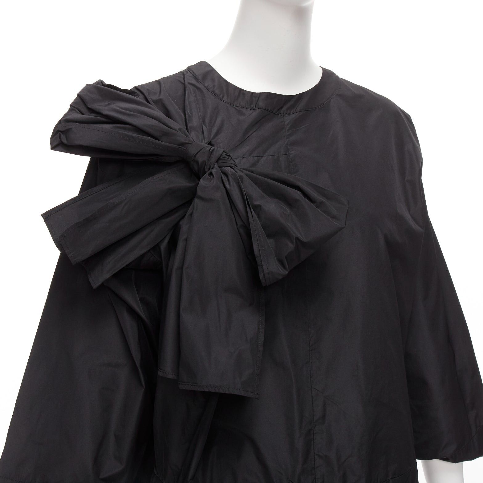 Dries Van Noten DRIES VAN NOTEN black bow detail chest panelled keyhole tent dress FR36 S Size S / US 4 / IT 40 - 2 Thumbnail