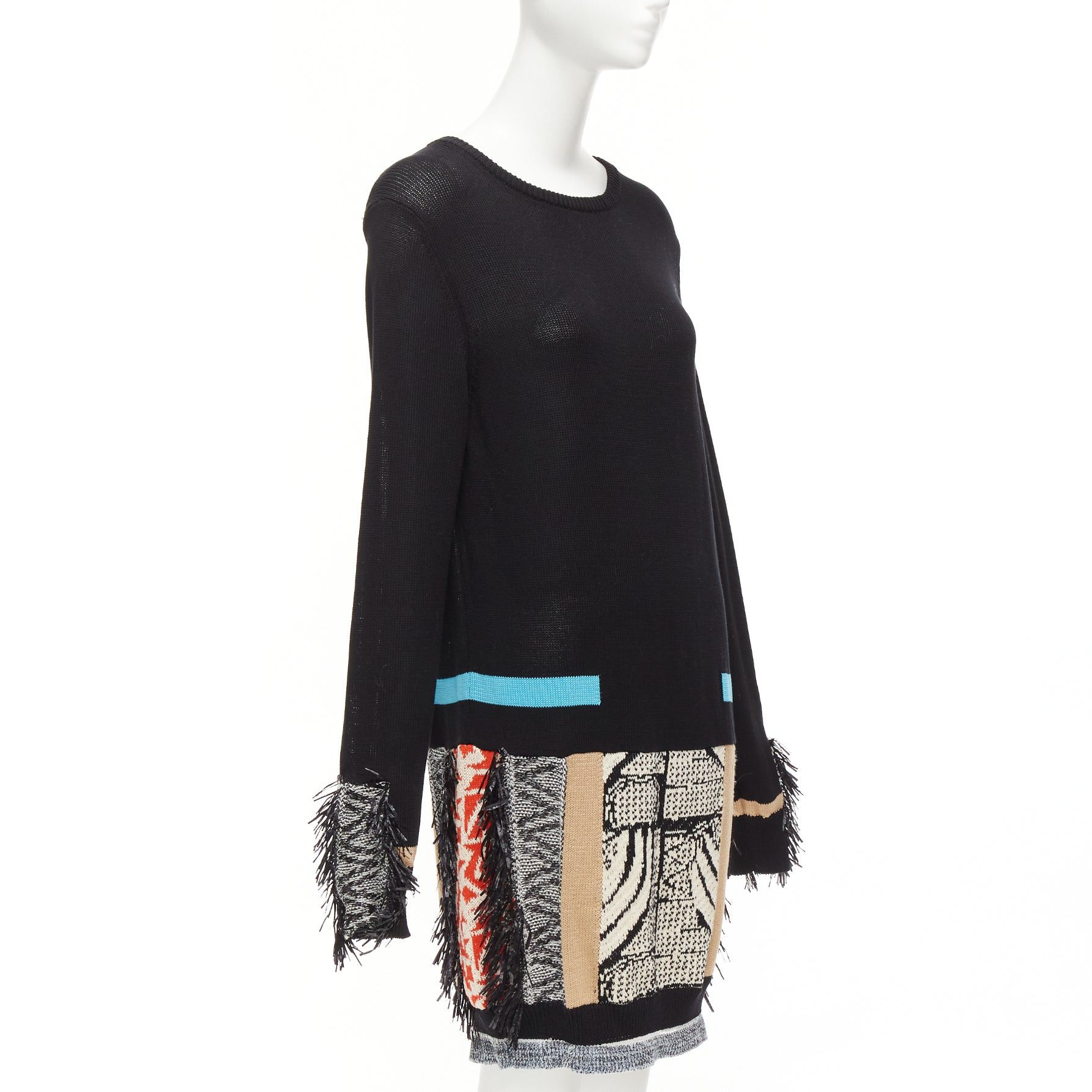 Toga TOGA ARCHIVES PULLA black cotton oriental motif colourful fringe dress IT40 S Size S / US 4 / IT 40 - 3 Thumbnail