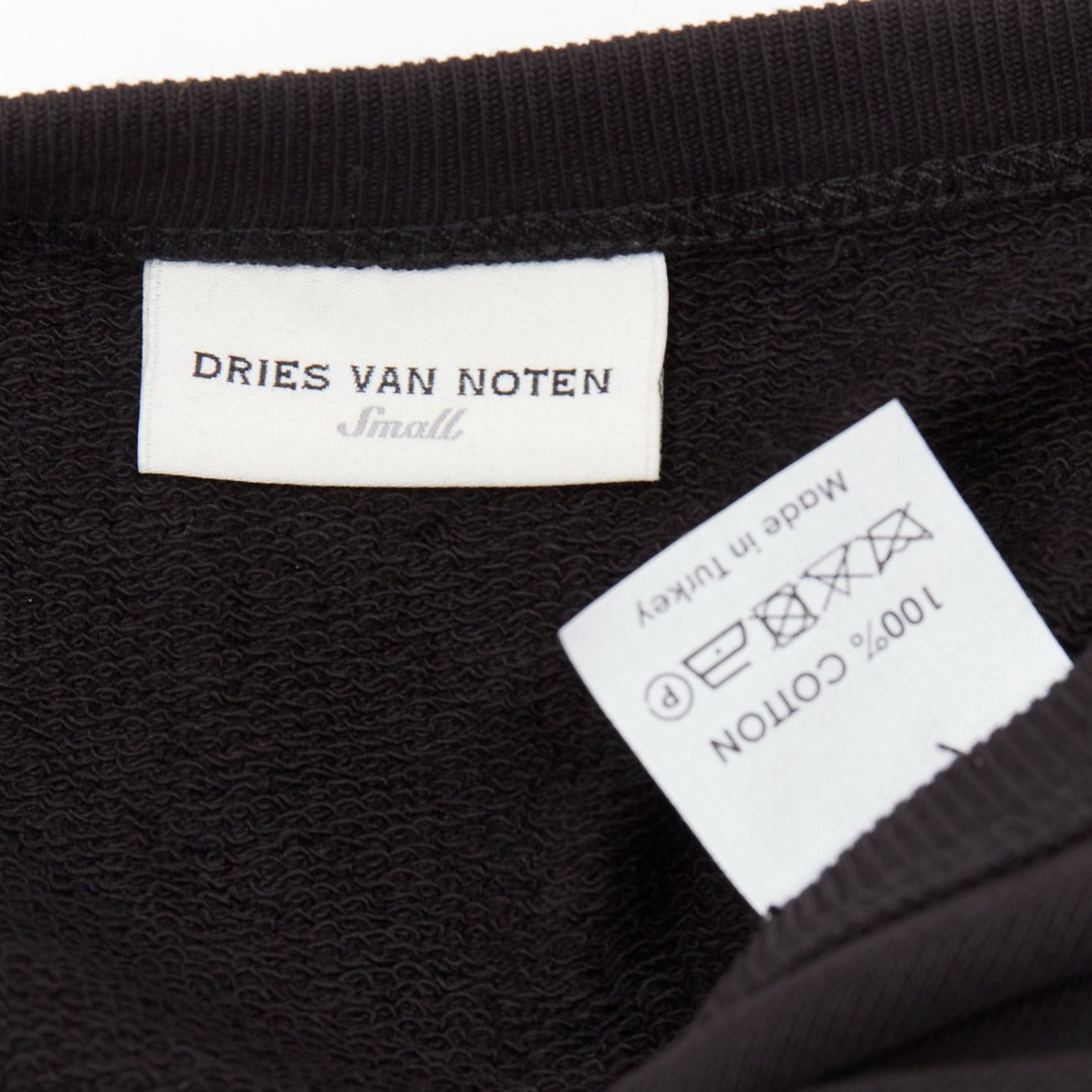 Dries Van Noten DRIES VAN NOTEN black cotton asymmetric sleeve ruffle hem sweatshirt dress S Size S / US 4 / IT 40 - 8 Thumbnail