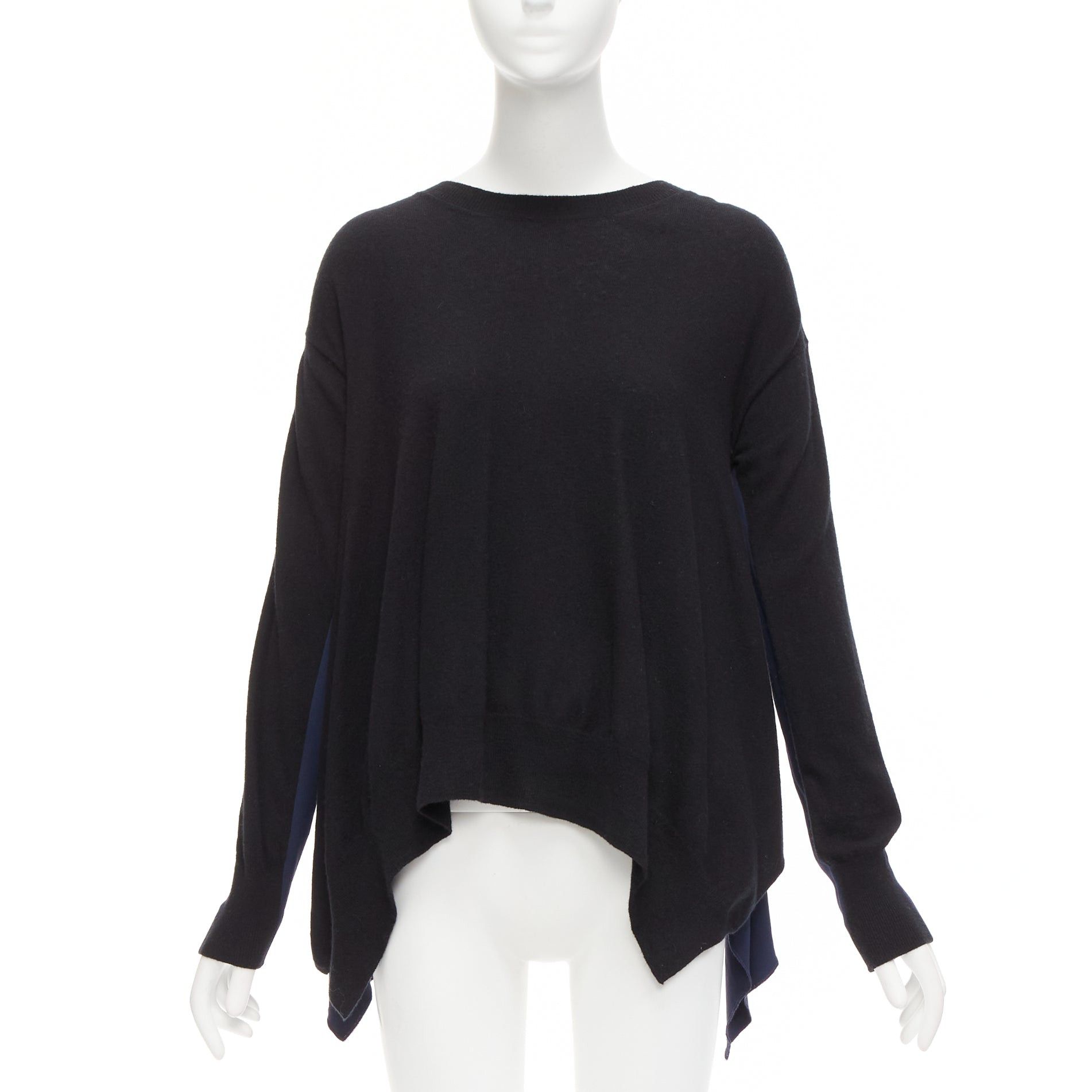 Stella McCartney STELLA MCCARTNEY 2014 black navy virgin wool handkerchief sweater top IT42 M Size M / US 6-8 / IT 42-44 - 3 Thumbnail